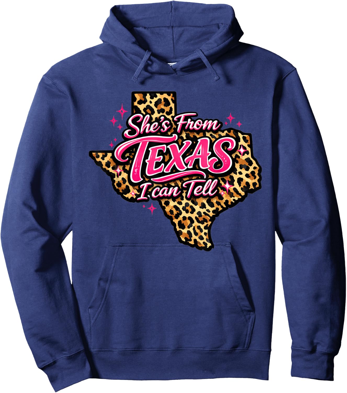 Leopard She's from Texas I Can Tell Hoodie - Hoodie | Navy