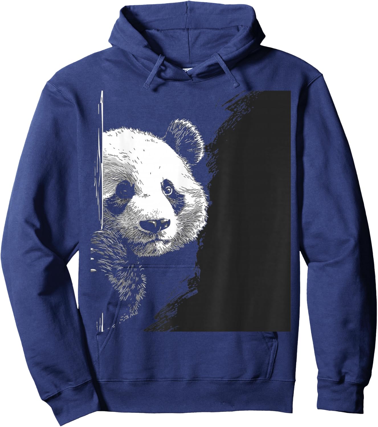 Panda Drawing Animal Motif Art Panda Hoodie - Hoodie | Navy