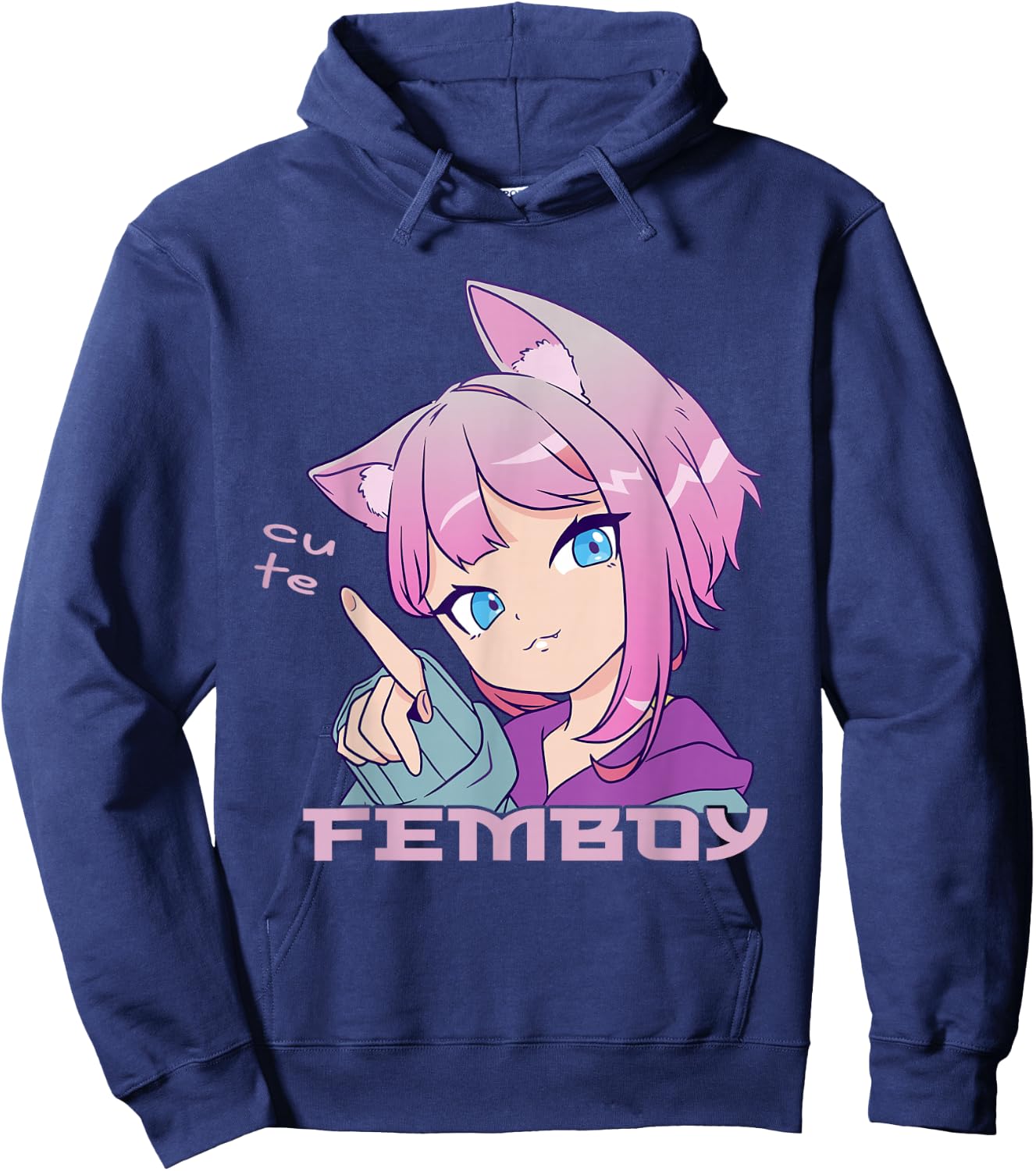 Femboy Anime Neko Femboy Anime Süßer Femboy Hoodie - Hoodie | Navy
