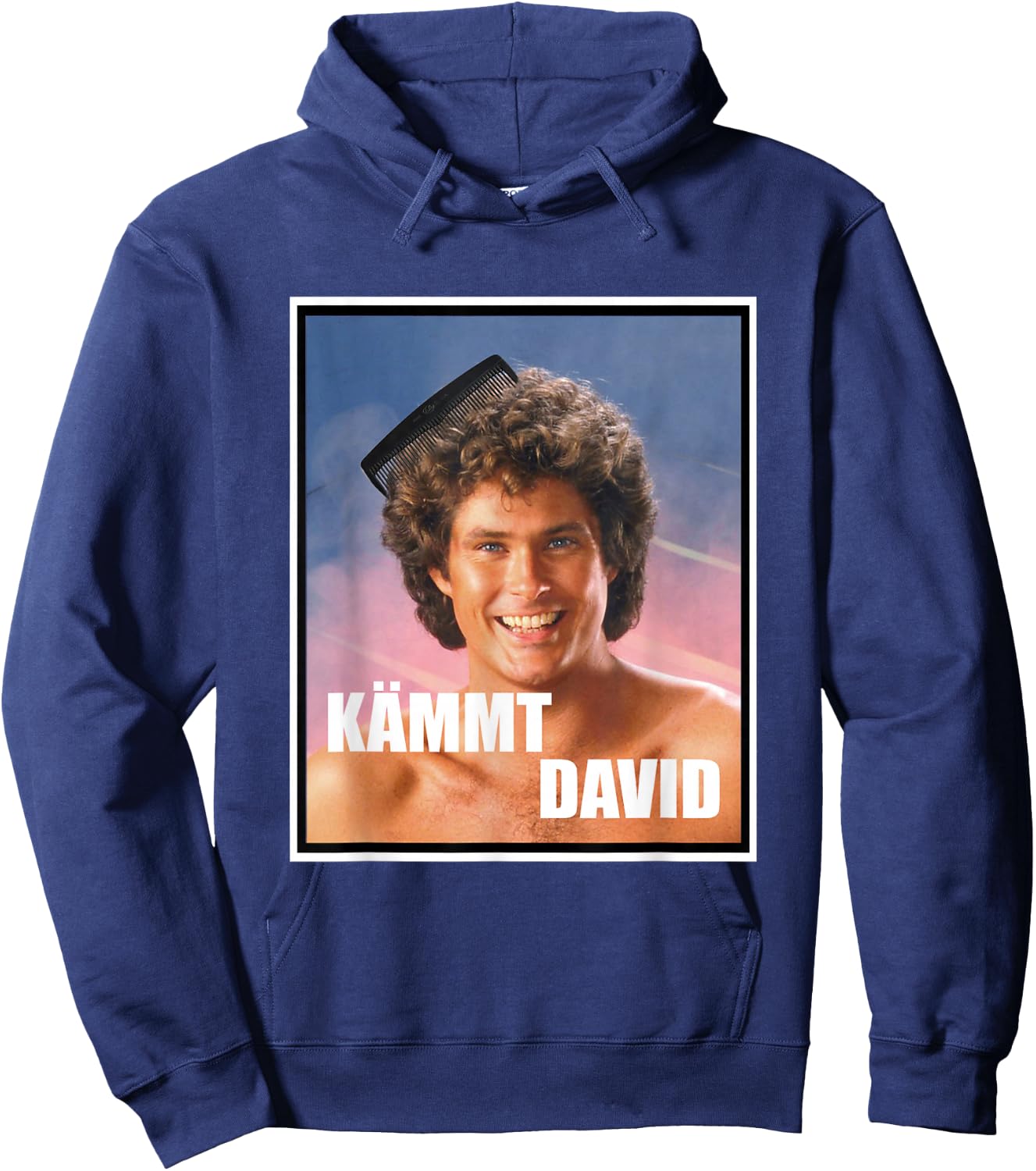 Kämmt David Funny Satire Saying David with Comb Hoodie - Hoodie | Navy