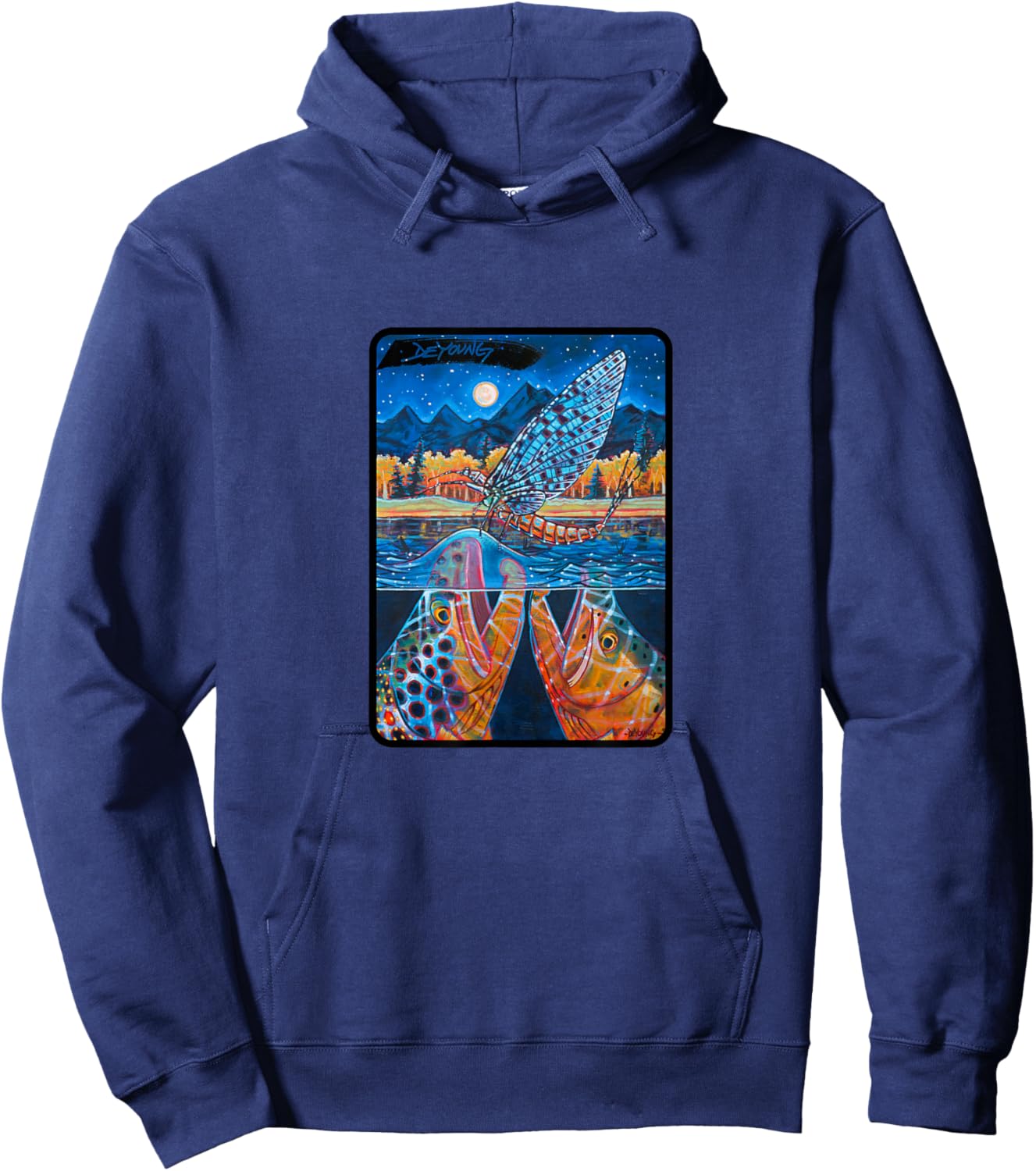 Teton Riser Trout Fishing Derek DeYoung Hoodie - Hoodie | Navy