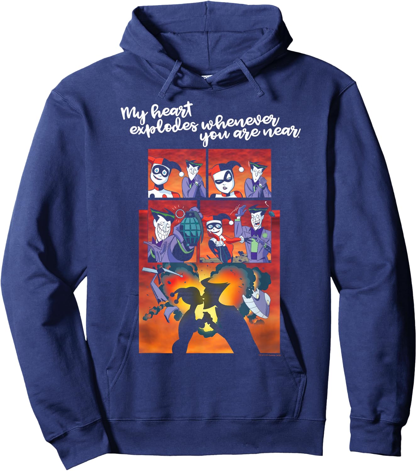 Batman Harley Quinn Joker Heart Explodes Hoodie - Hoodie | Navy