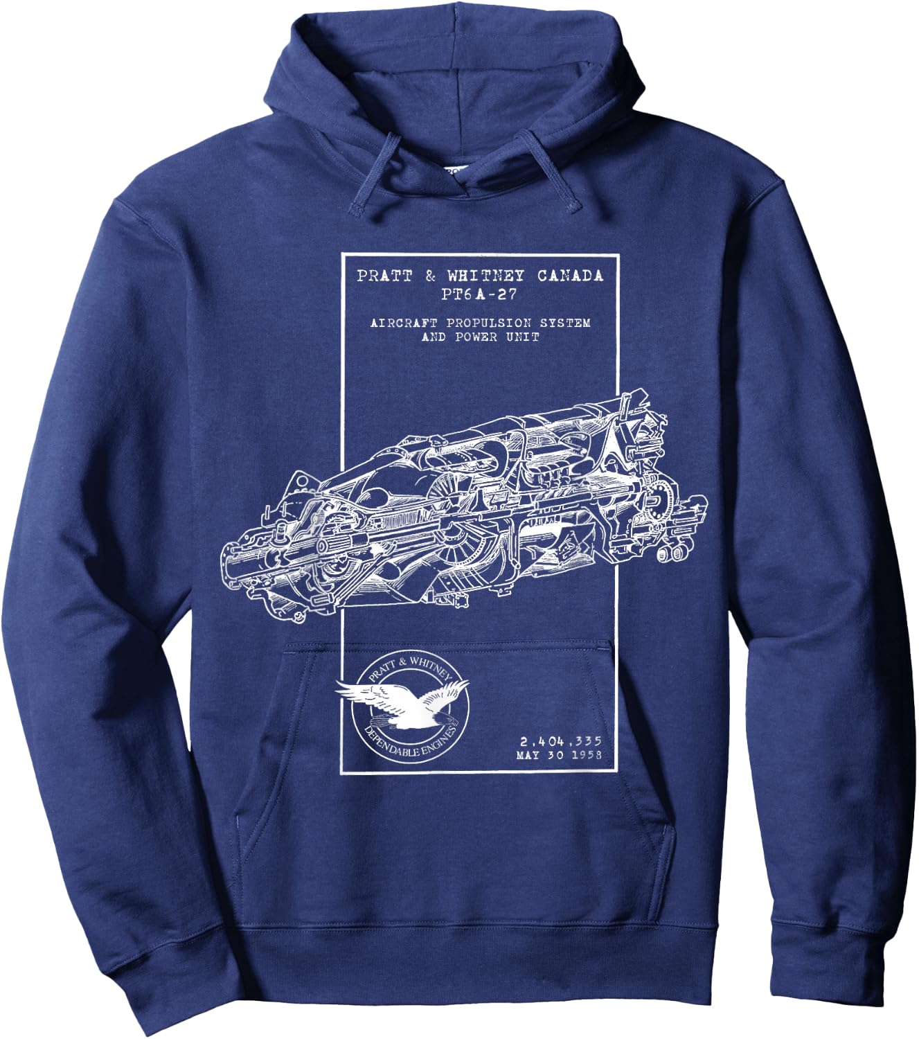 PT6 A 27 Turbine Engine Cross Section Hoodie - Hoodie | Navy