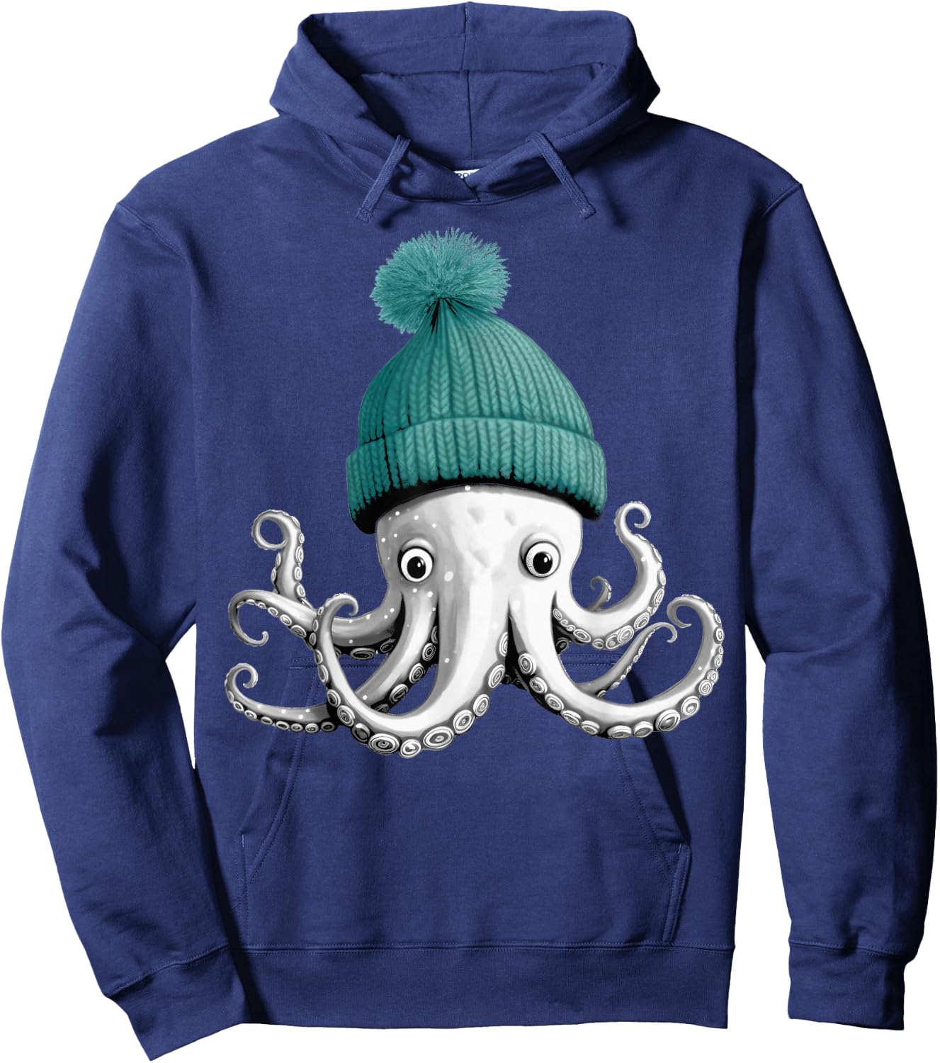 Octopus With Winter Hat Hoodie - Hoodie | Navy