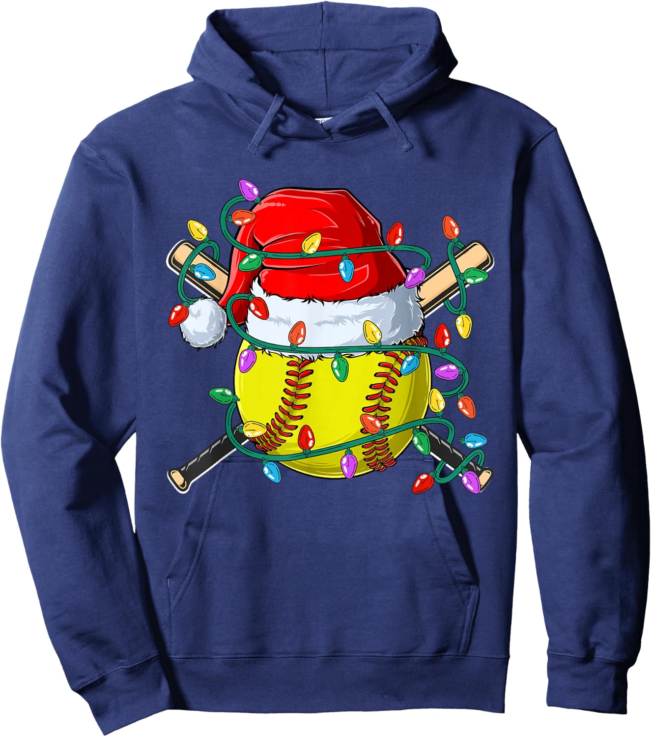 Christmas Softball Xmas Santa Sports Hat Kids Hoodie - Hoodie | Navy