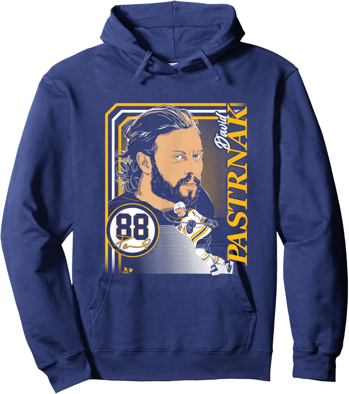 David Pastrnak: Collage Frame - Boston Hockey Hoodie - Hoodie | Navy