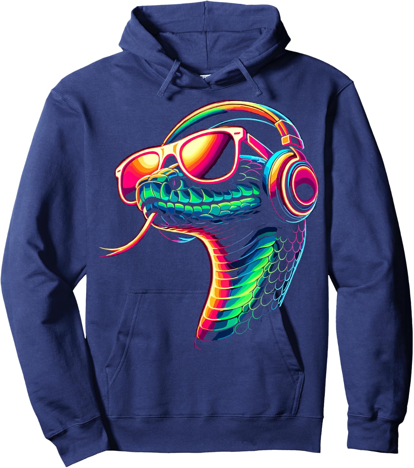 Snake With Sunglasses And DJ Headphones Hoodie - Hoodie | Navy