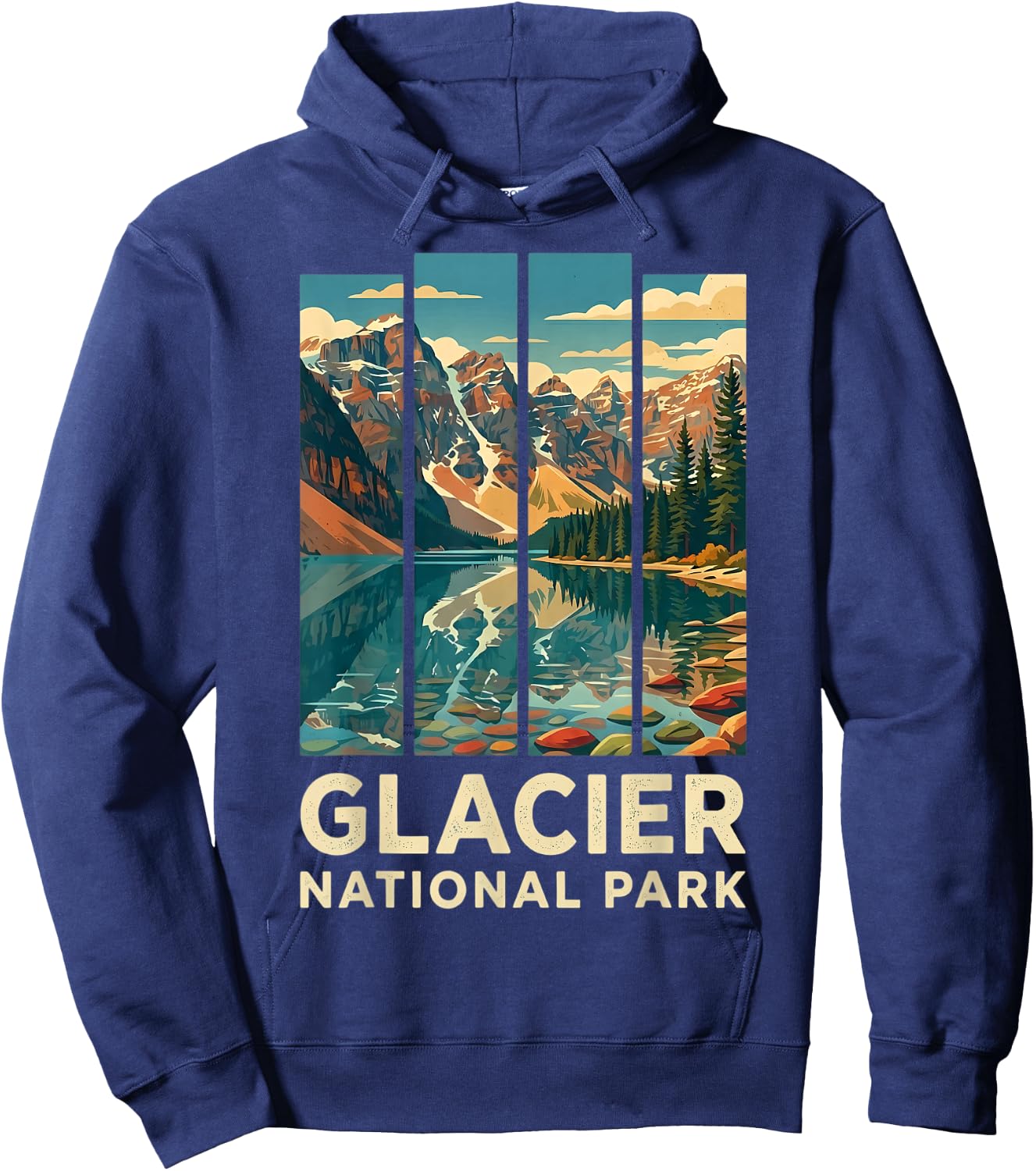 Glacier National Park Mountain Lake Reflection Hoodie - Hoodie | Navy