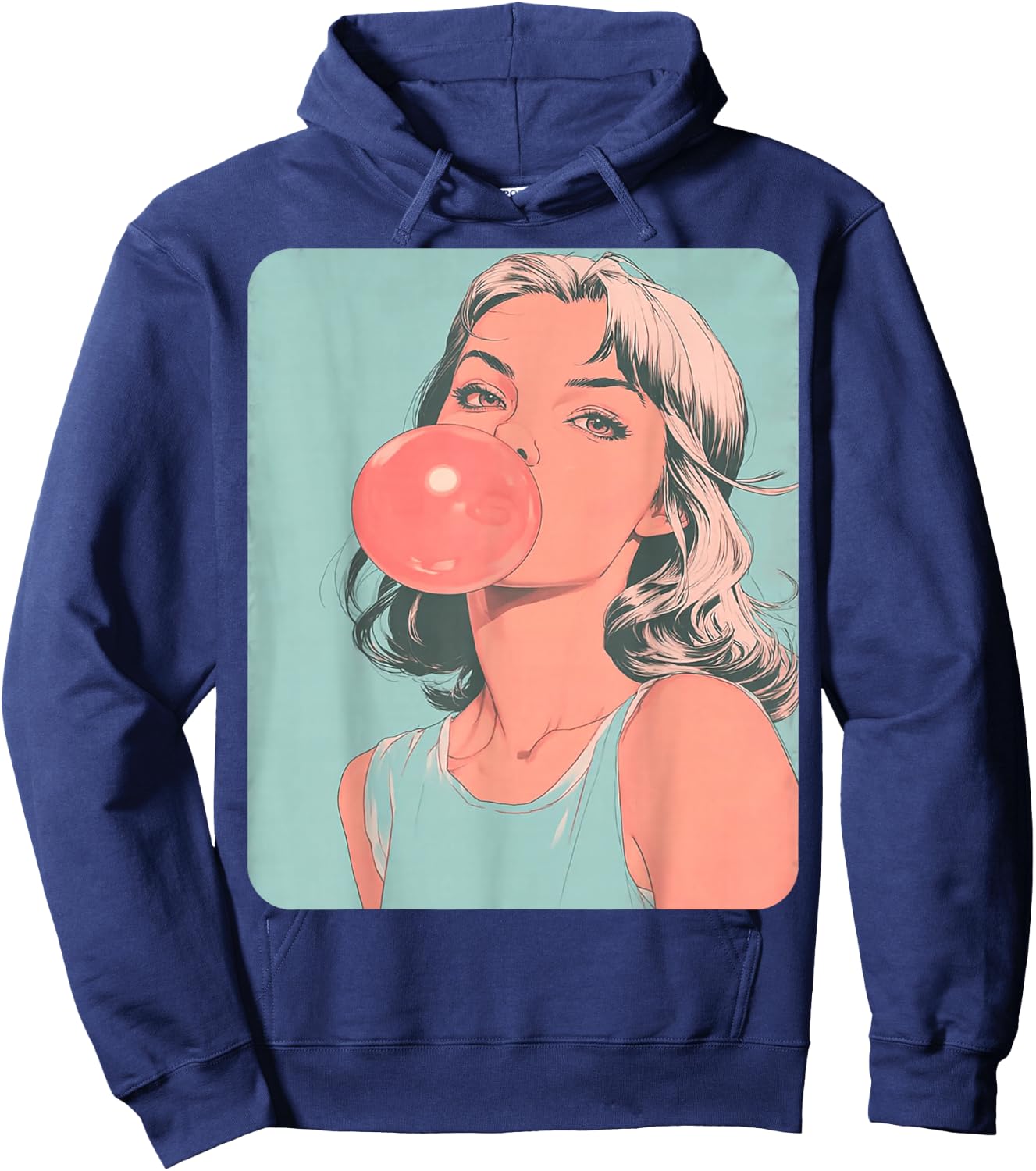 Cute Girl Pink Bubble Gum Anime Women's Female Hoodie - Hoodie | Navy