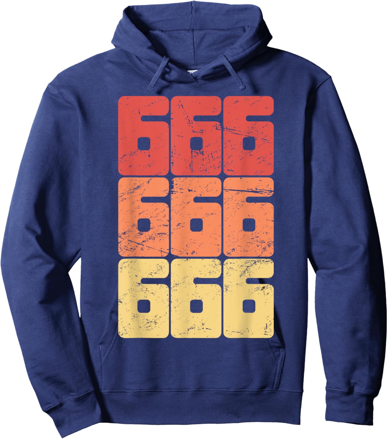 Retro Distressed Satanic 666 Hoodie - Hoodie | Navy