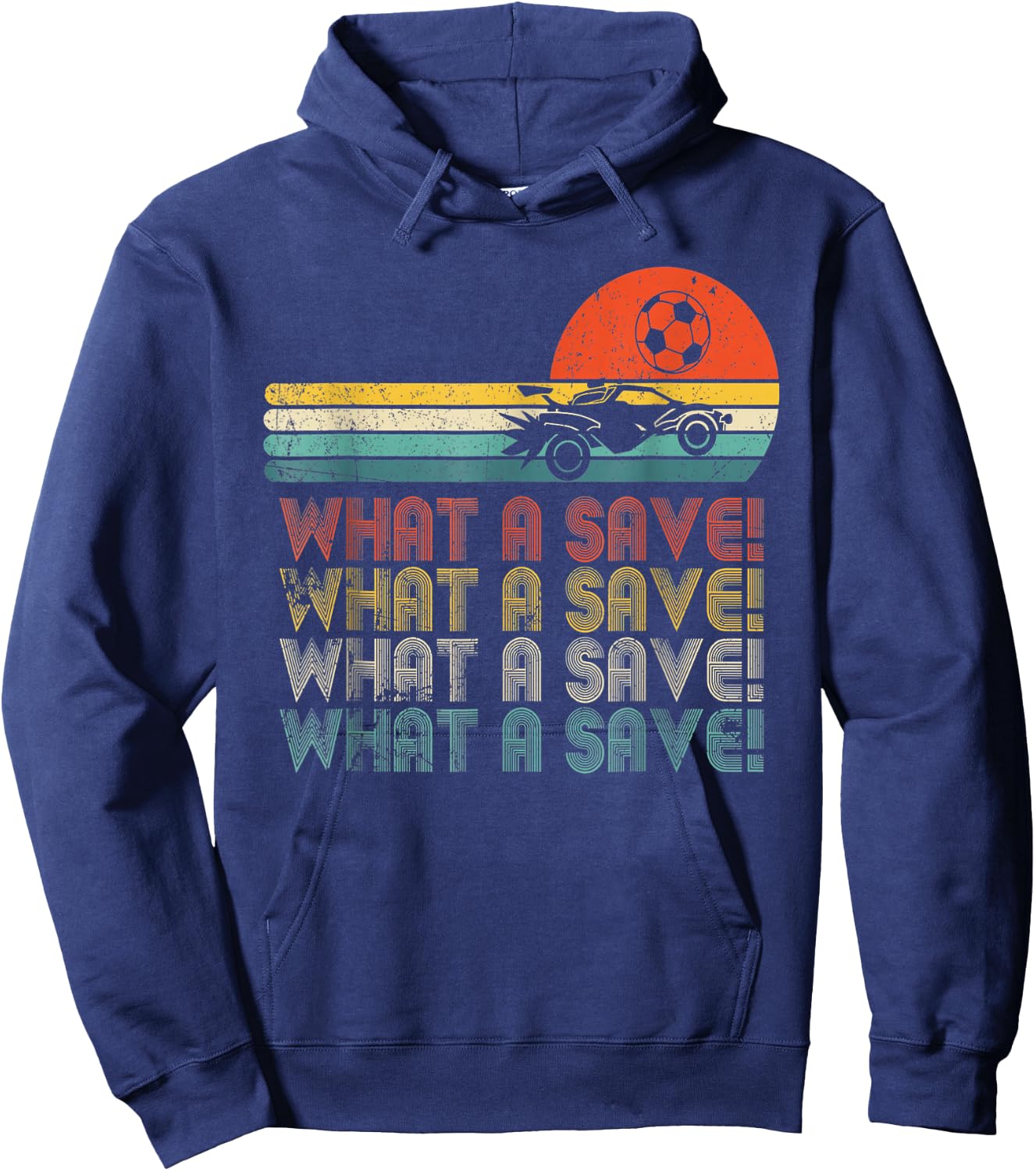 What a save Vintage Retro Rocket Soccer Car Hoodie - Hoodie | Navy
