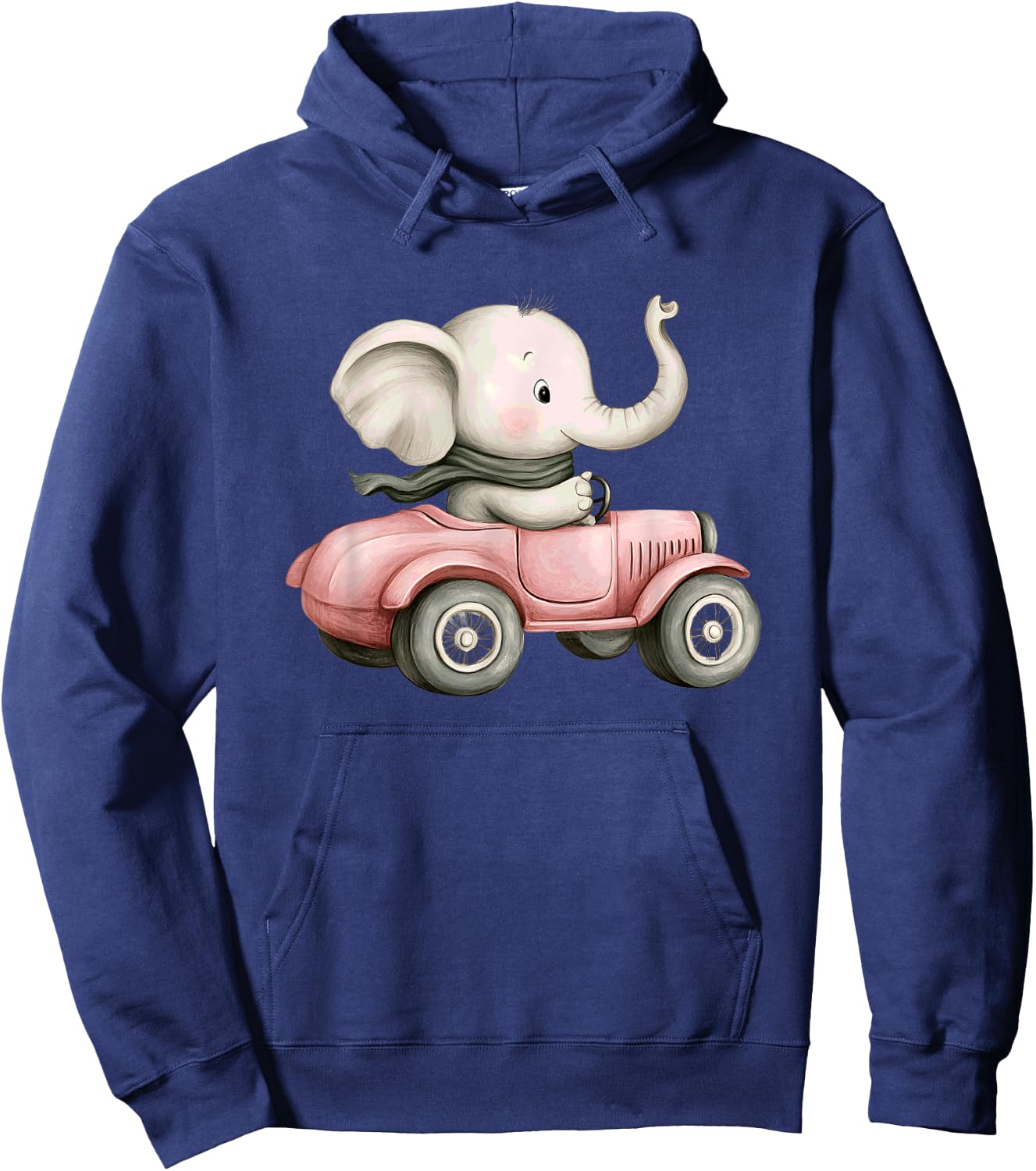 Cute Elephant Driving Vintage Car Delight Hoodie - Hoodie | Navy