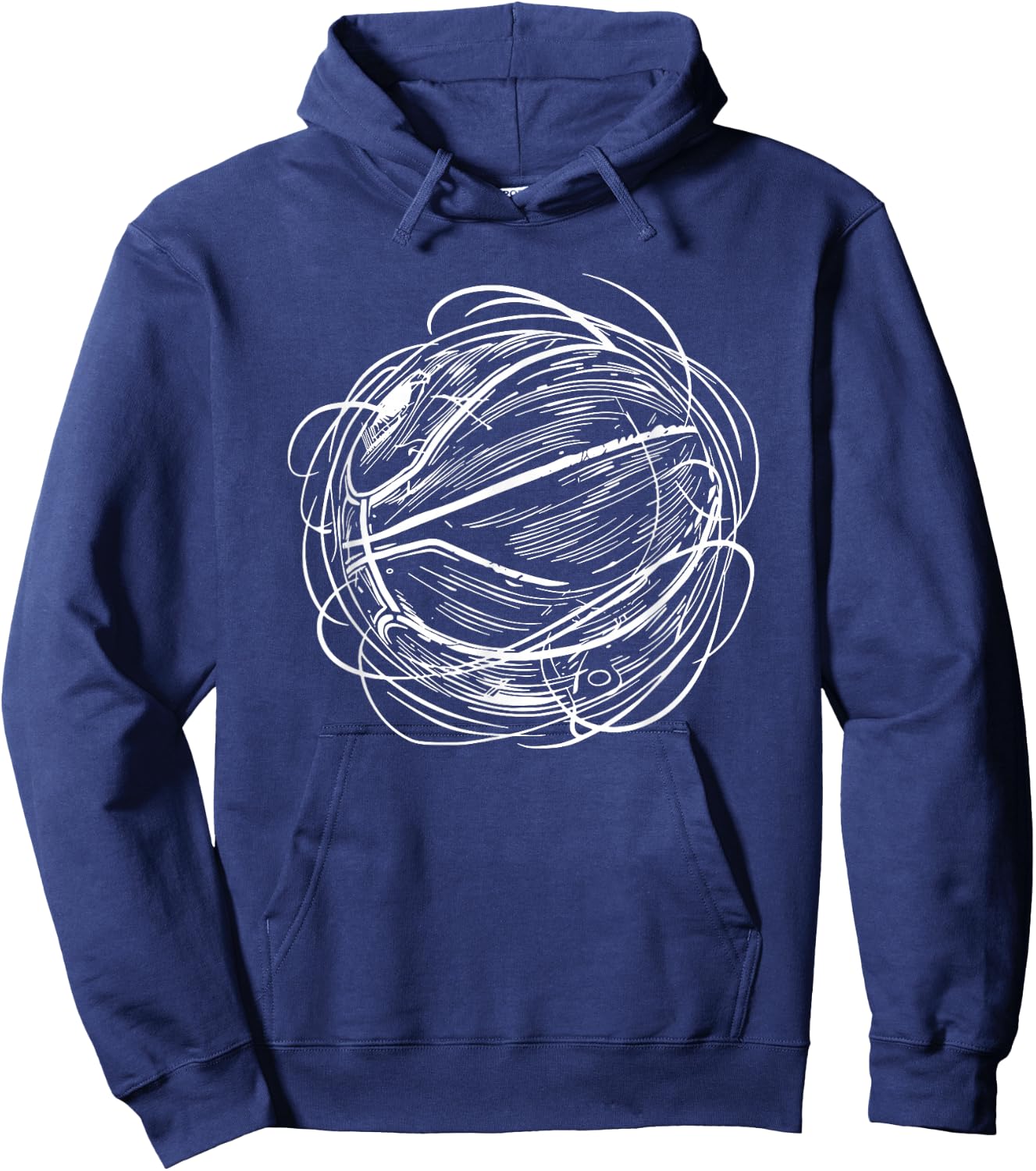 Basketball Ball Sketch Sports Hoodie - Hoodie | Navy