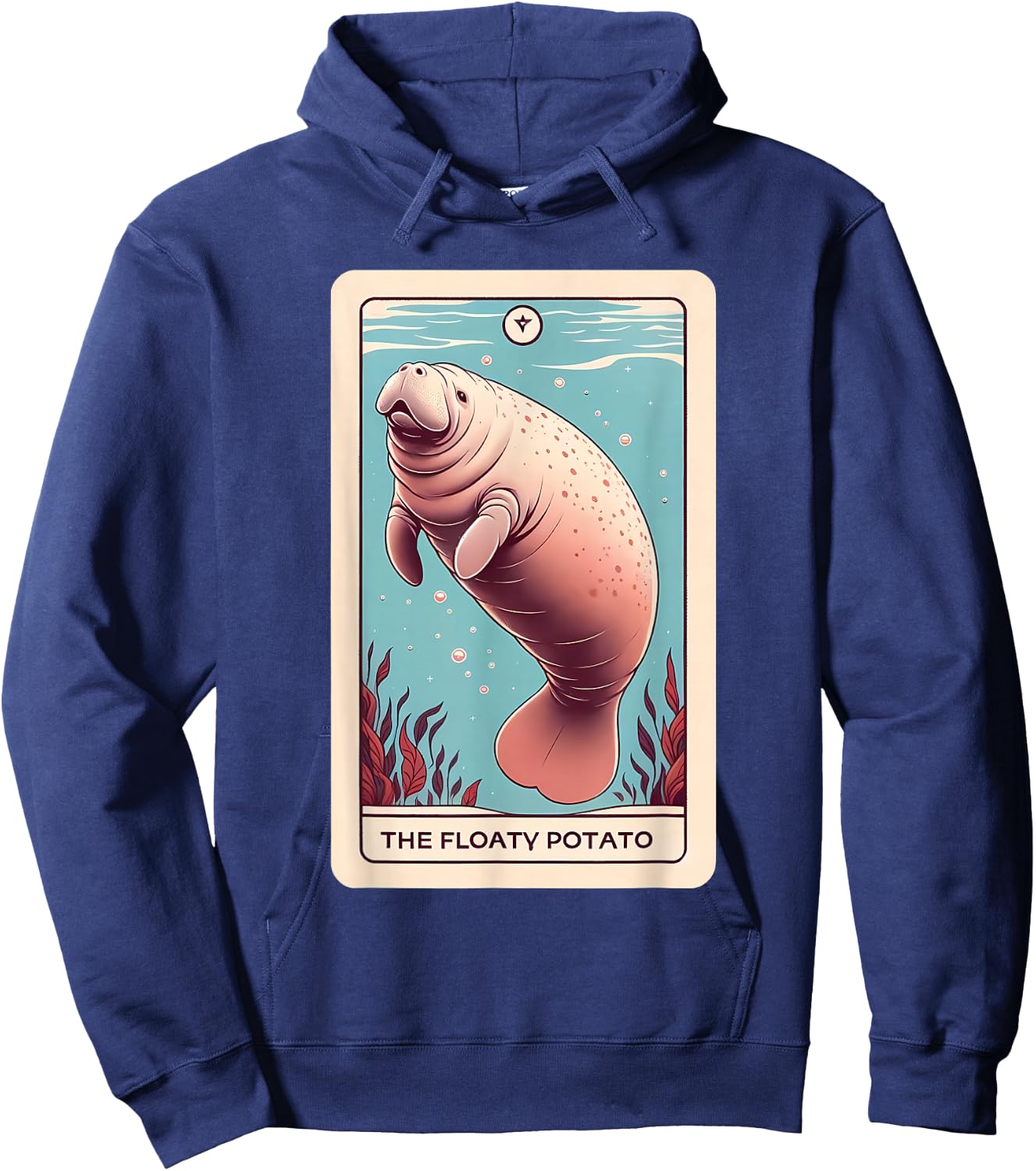 Manatee "Floaty Potato" Funny Tarot Card Hoodie - Hoodie | Navy