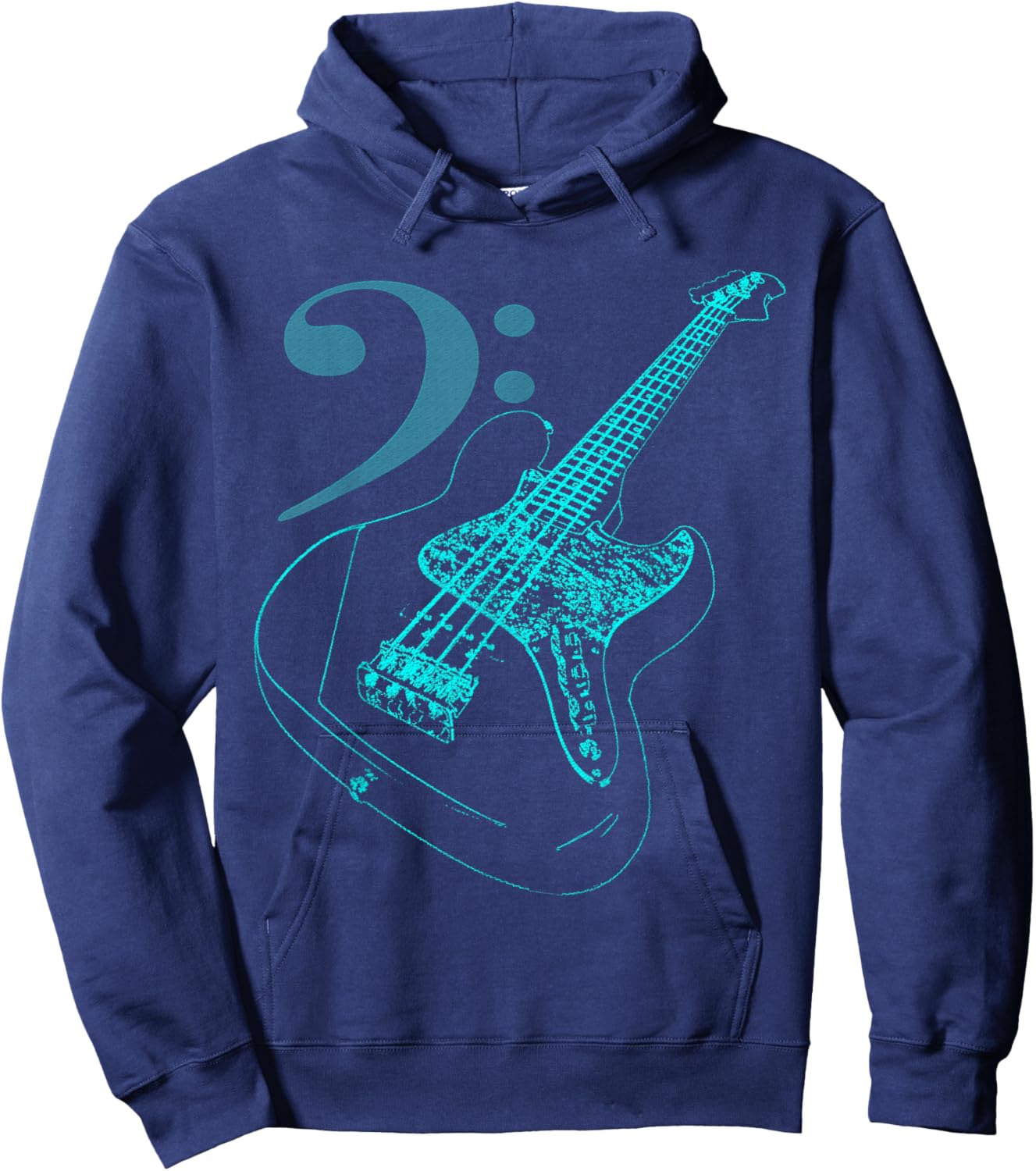 Bass with Clef for Bassists & Bass Player Hoodie - Hoodie | Navy