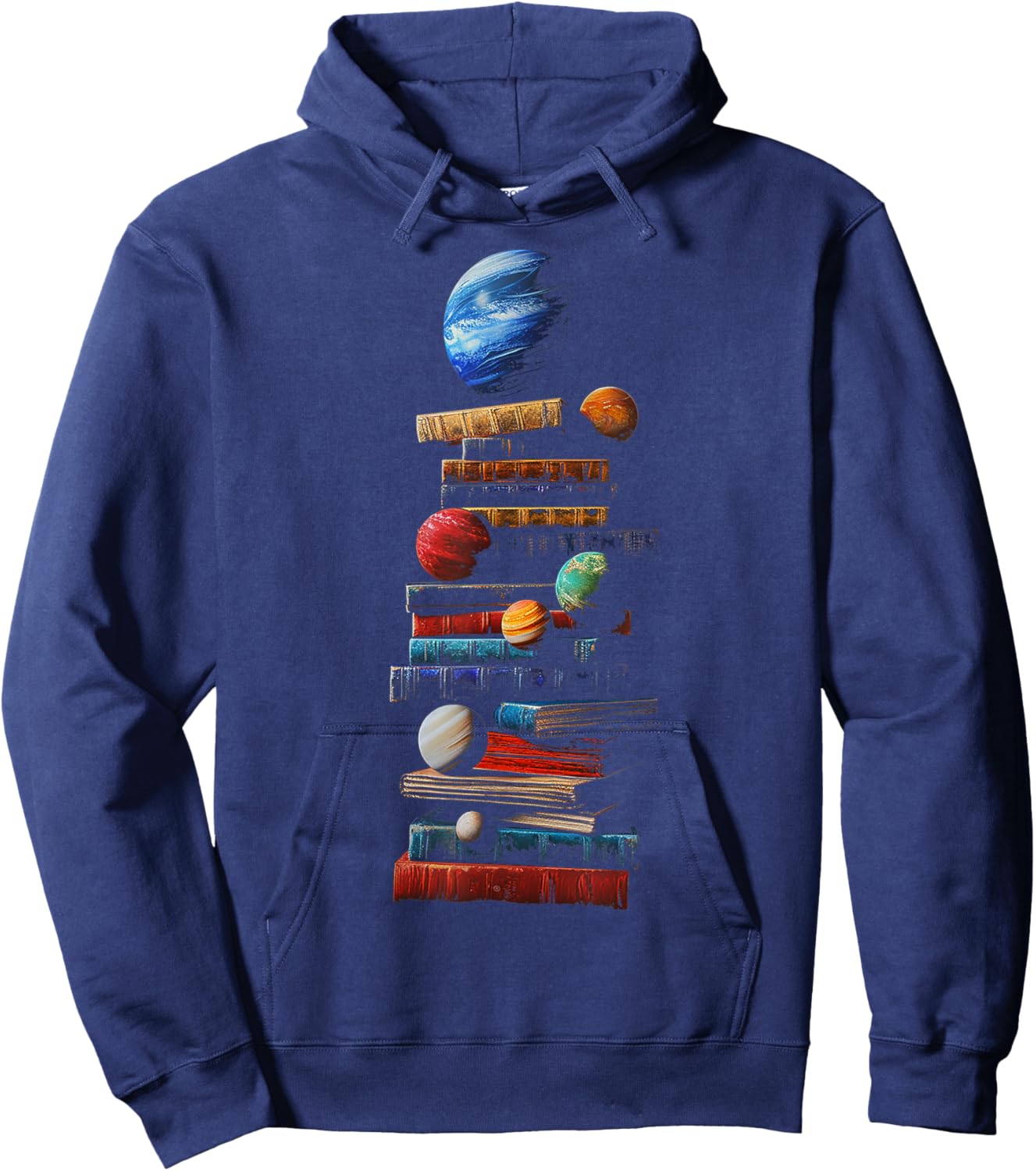 Book Space Graphic Planets Art , black Hoodie - Hoodie | Navy