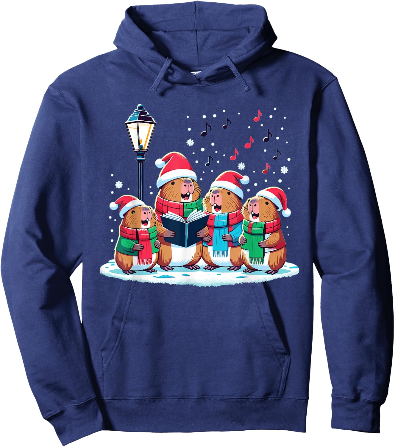 Festive Winter Capybara Christmas Hoodie - Hoodie | Navy