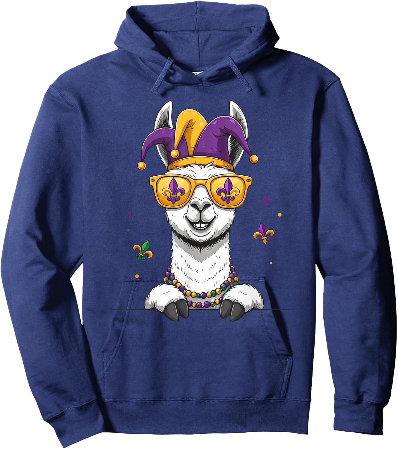 Funny Llama Mardi Gras Festival Carnival Kids Hoodie - Hoodie | Navy