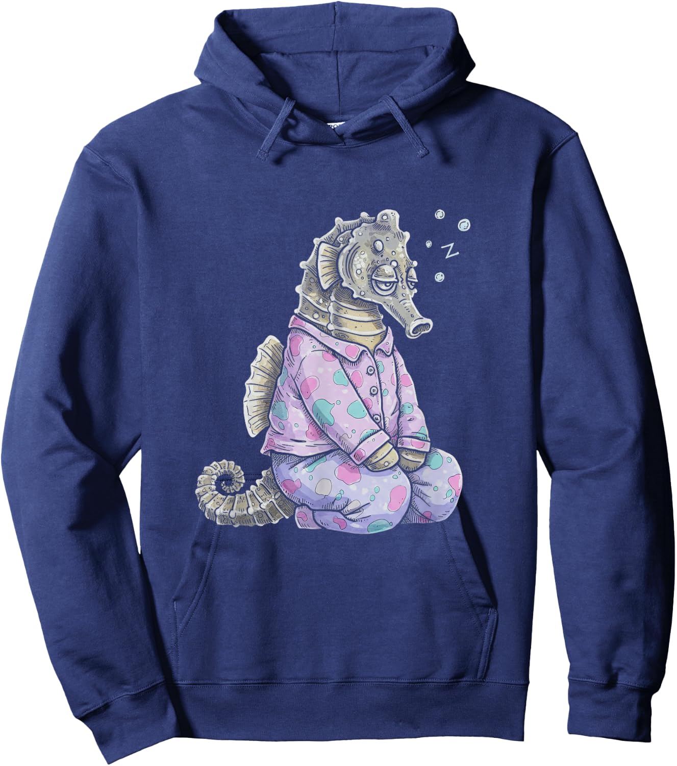 Funny Sleepy Seahorse Pyjamas and Girls Hoodie - Hoodie | Navy