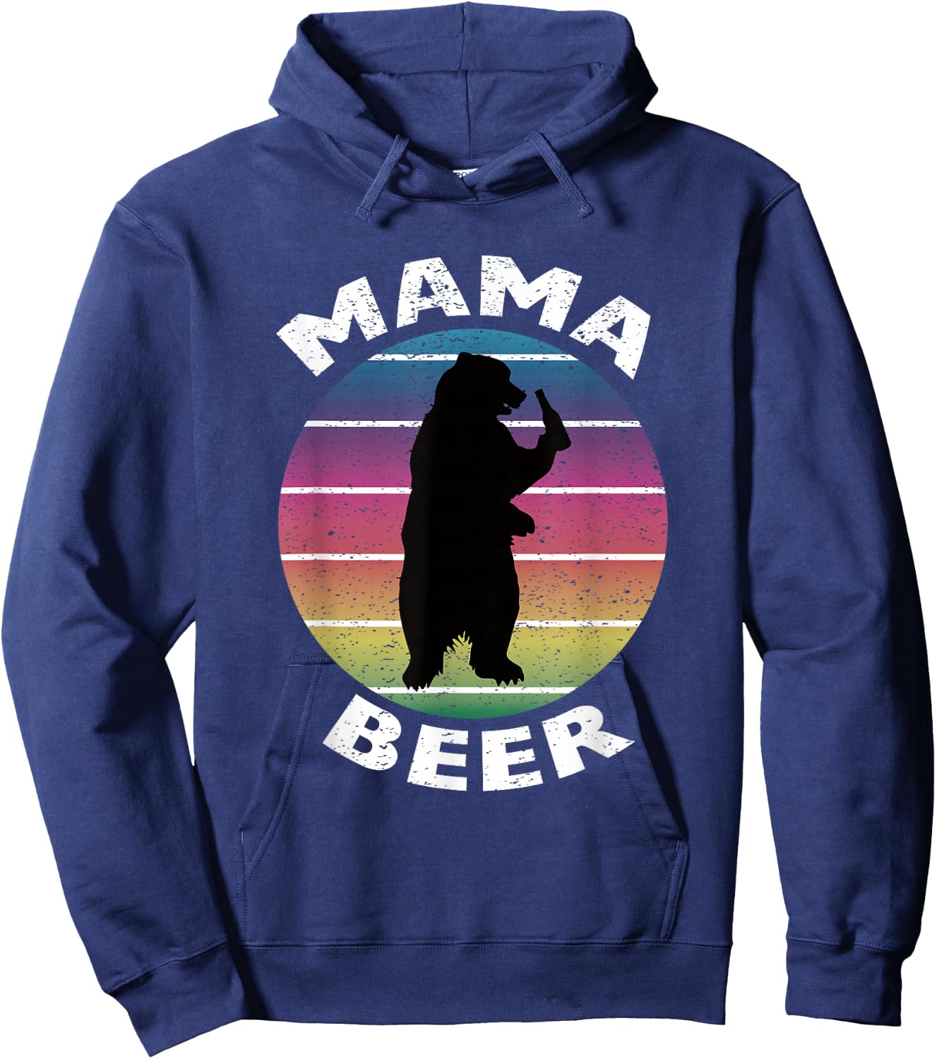 Funny Mama Beer Retro Bear Drinking Beer Cool Hoodie - Hoodie | Navy