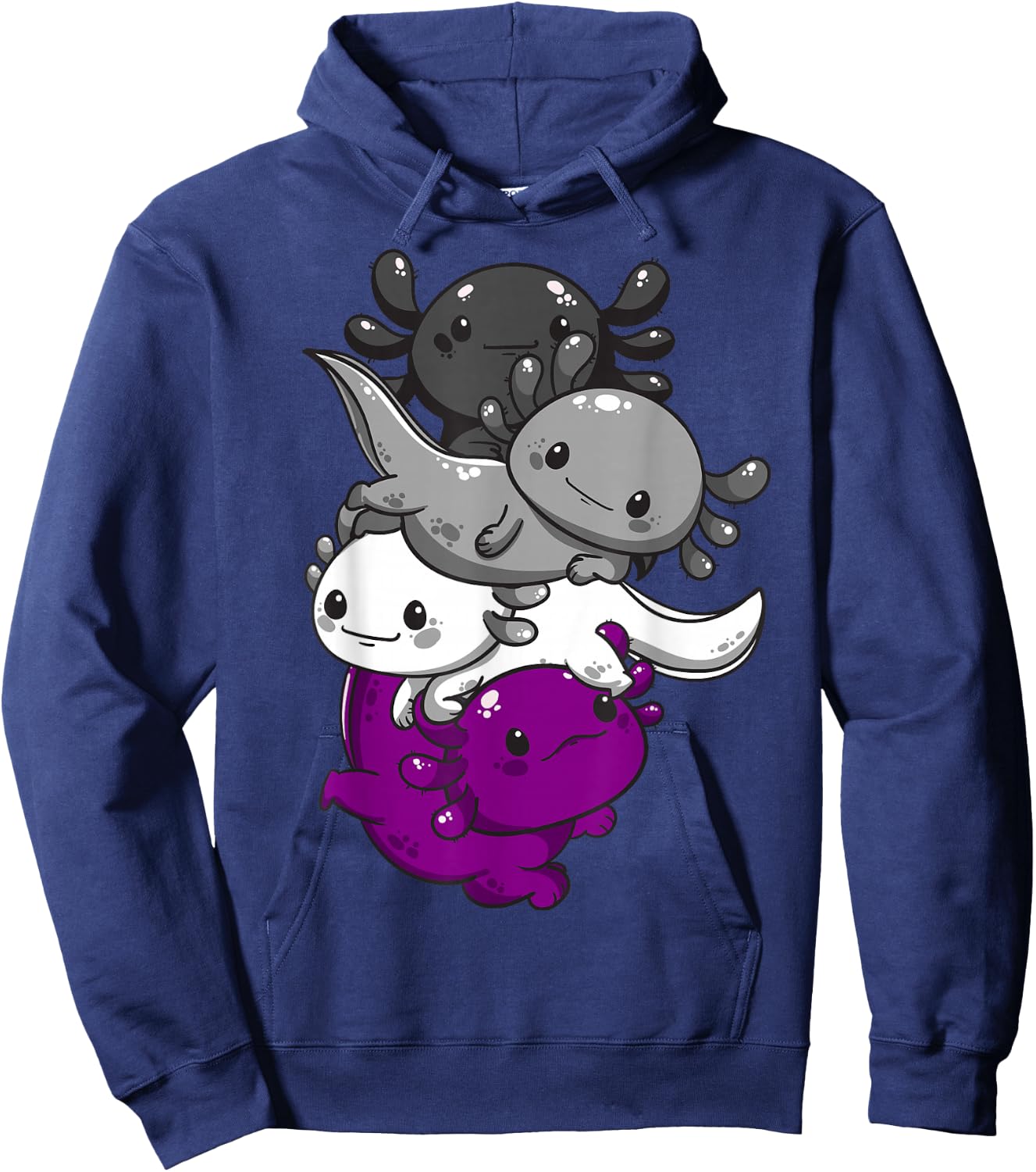 Subtle Asexual Kawaii Axolotl Pride Flag Hoodie - Hoodie | Navy