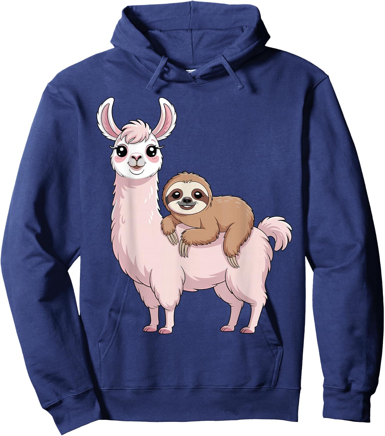 Sloth Riding Llama Funny Llama Women Kids Hoodie - Hoodie | Navy