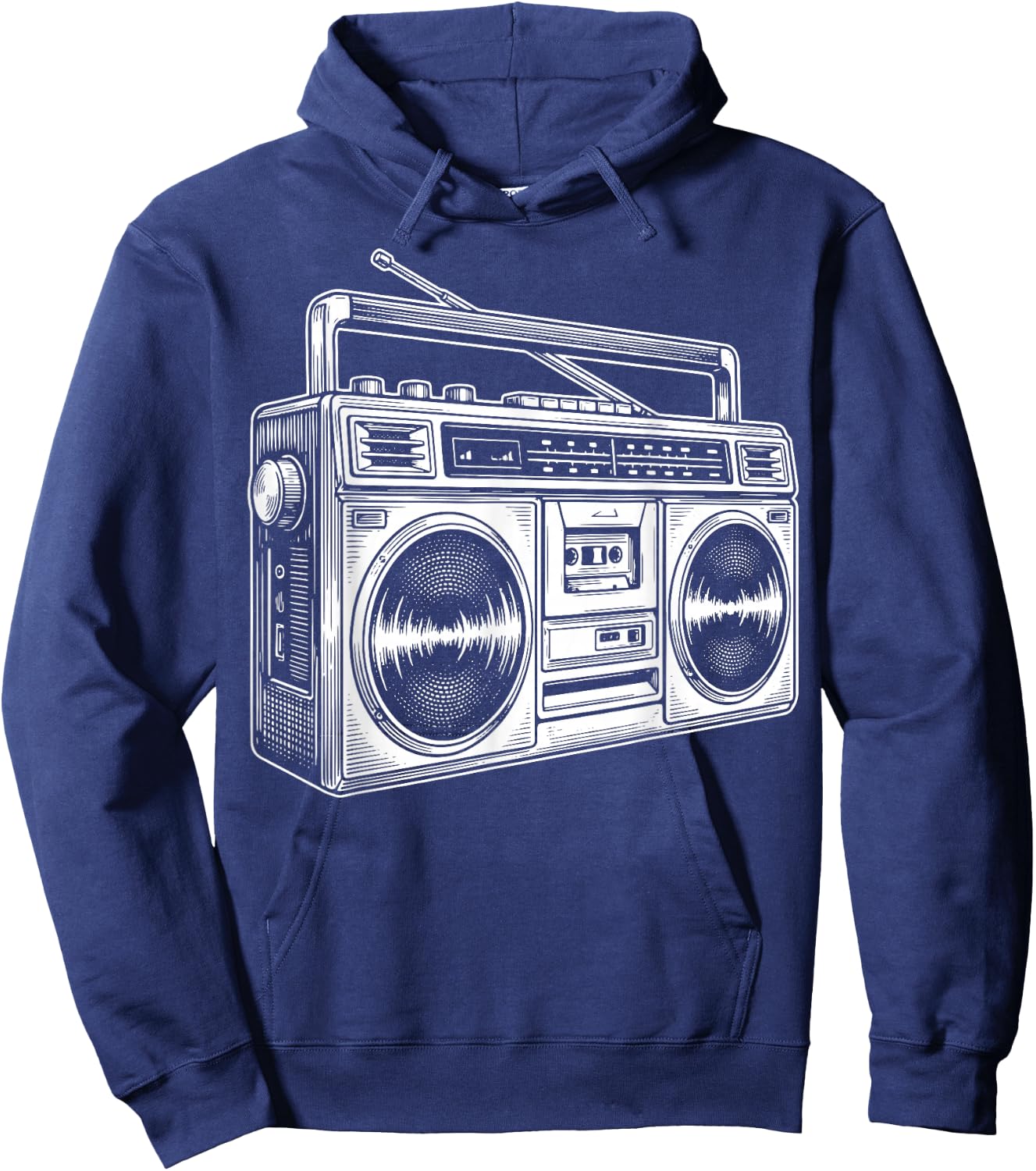 Boombox Line Art R&B Hip Hop Music Hoodie - Hoodie | Navy