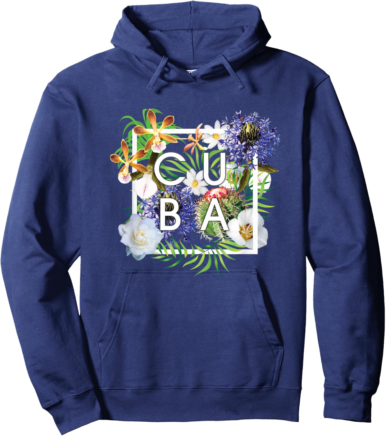 Flowers of Cuba Word Art - Cuban Pride Hoodie - Hoodie | Navy