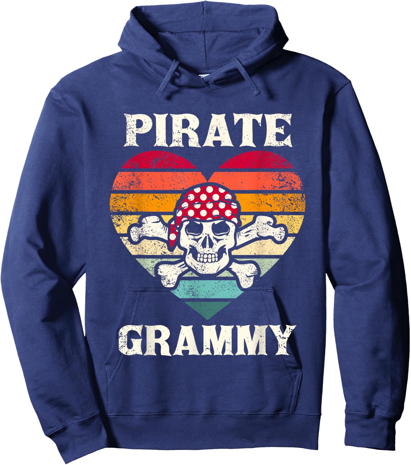 Pirate Grammy Heart Funny Vintage Skull Heart Hoodie - Hoodie | Navy