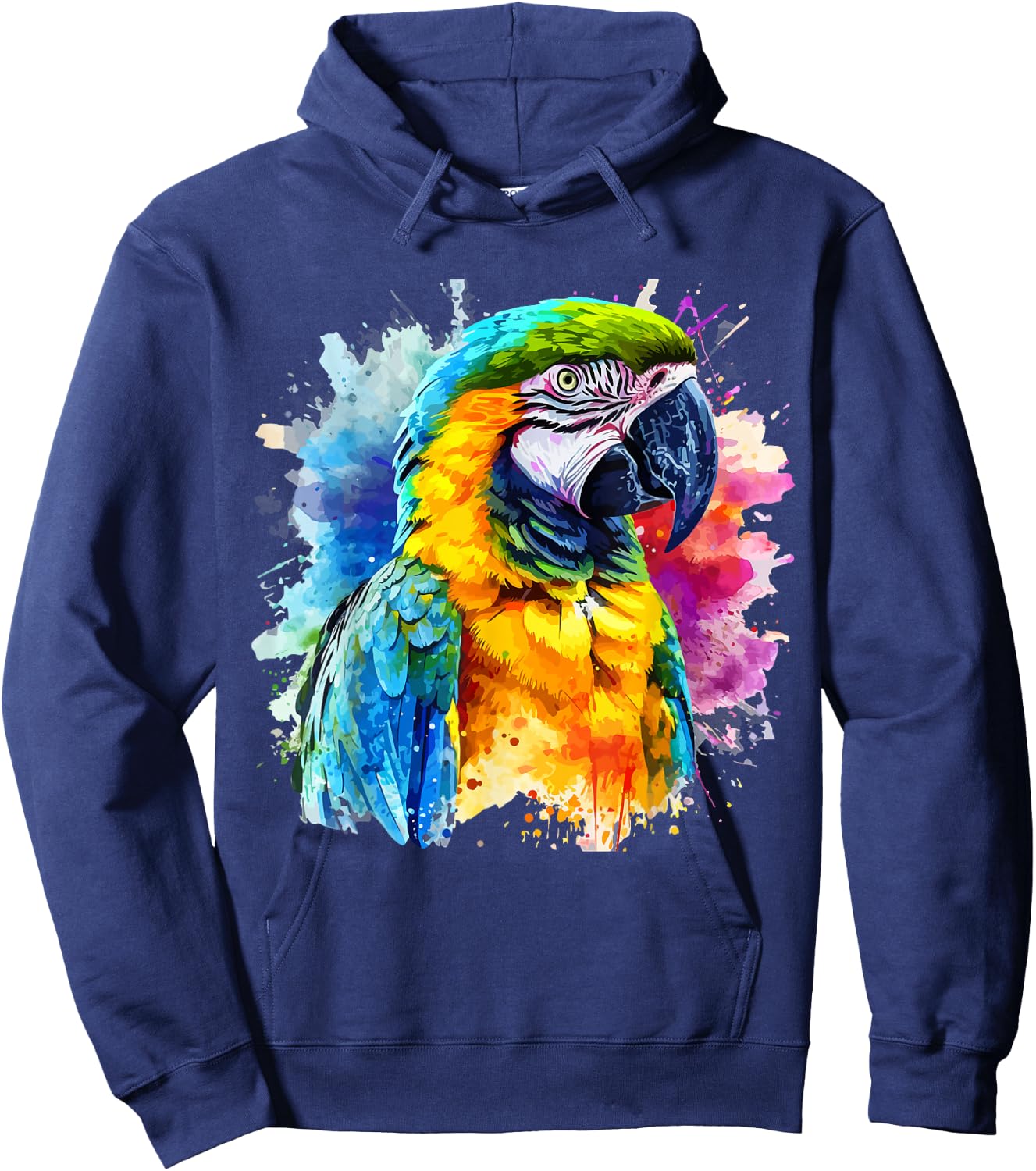 Colorful Parrot Watercolor Hoodie - Hoodie | Navy