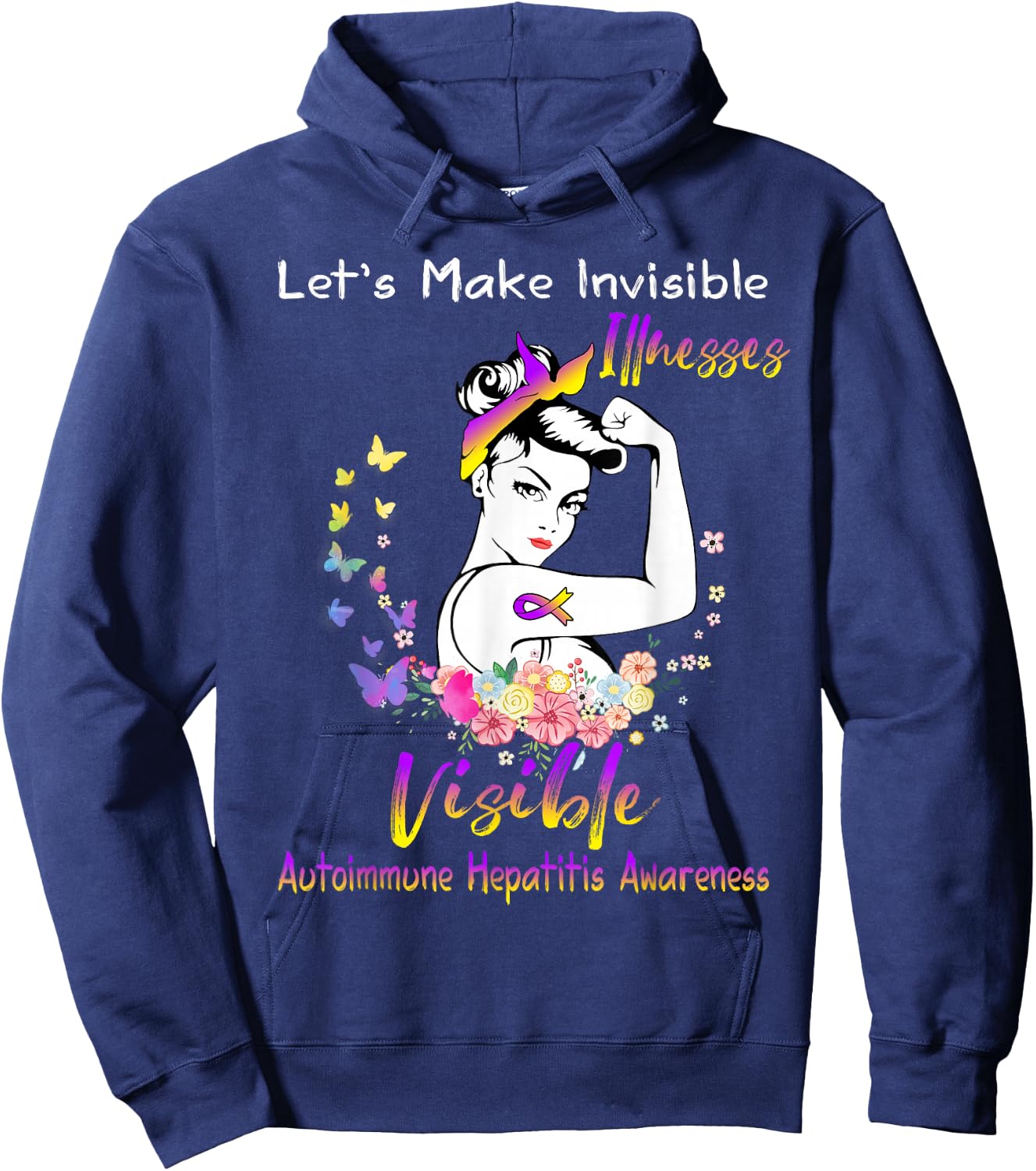 Support Autoimmune Hepatitis Awareness Hoodie - Hoodie | Navy