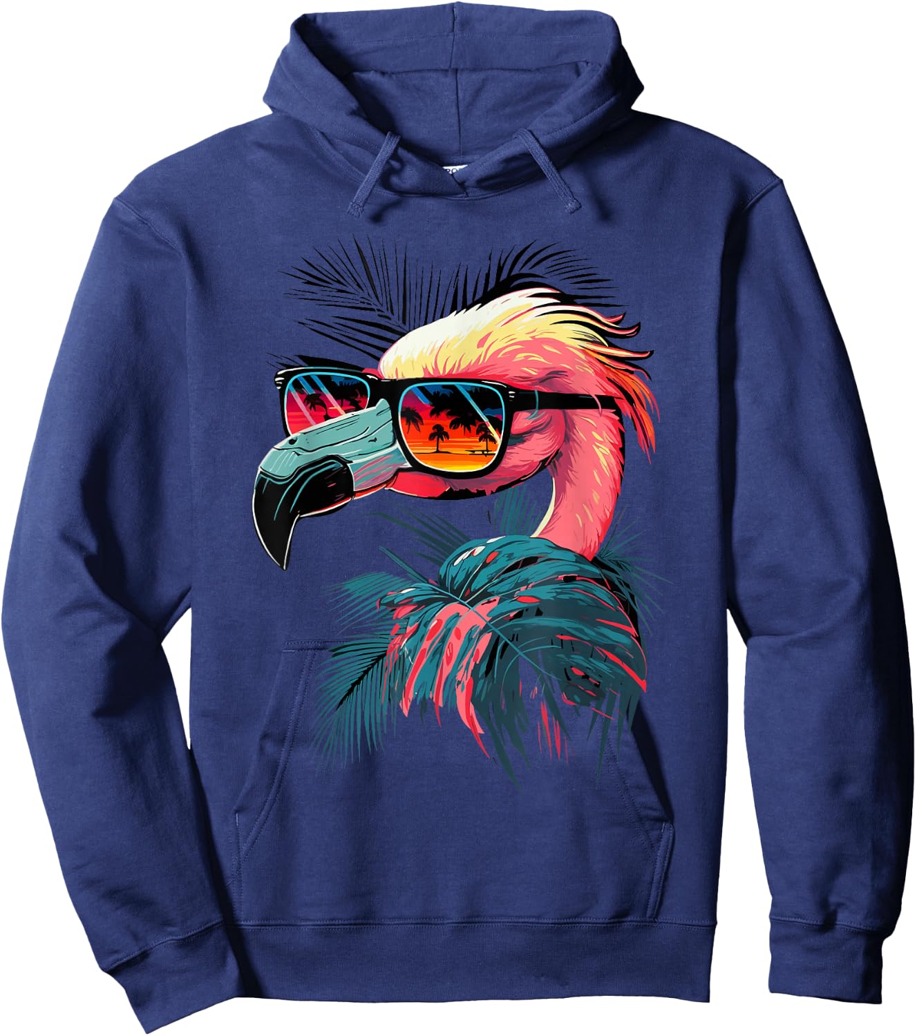 Retro Sunglasses Flamingo Kids Funny Flamingo Hoodie - Hoodie | Navy