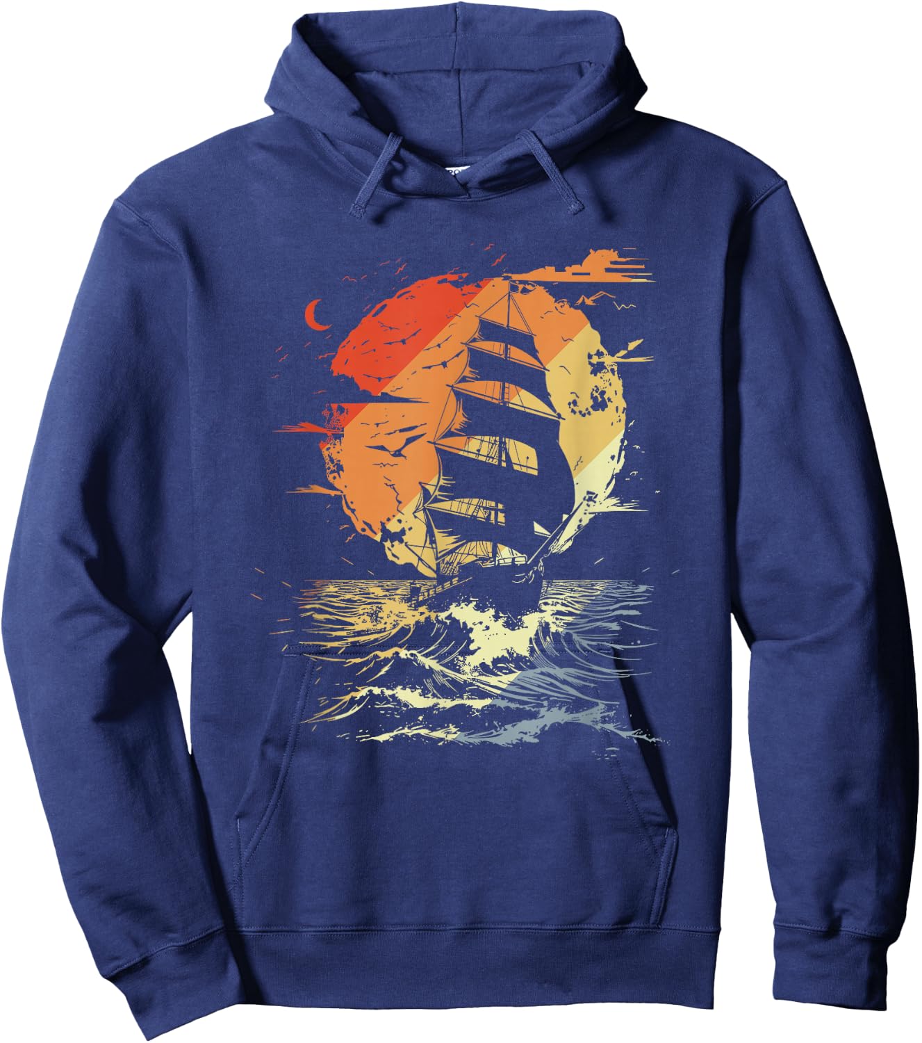 Retro Segelgrafik Segler Segelschiff Hoodie - Hoodie | Navy
