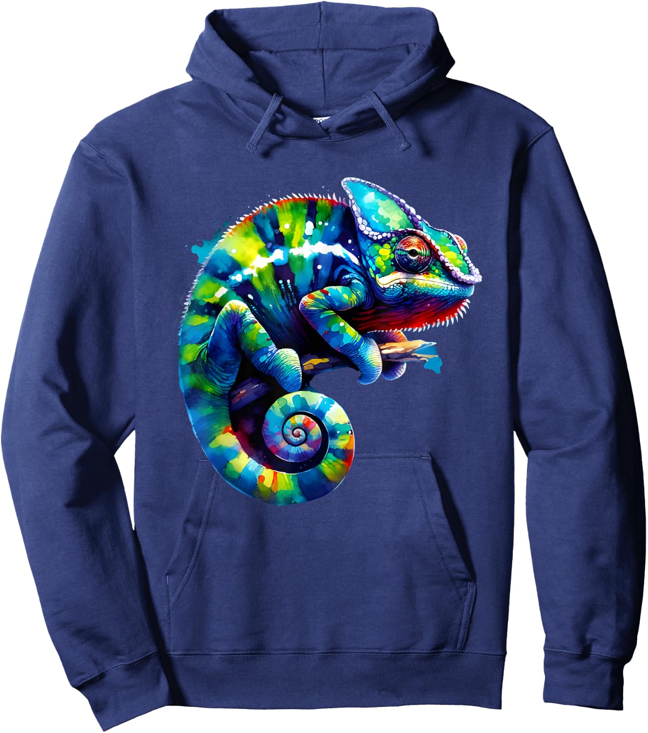 Chameleon Watercolour Iguana , black Hoodie - Hoodie | Navy