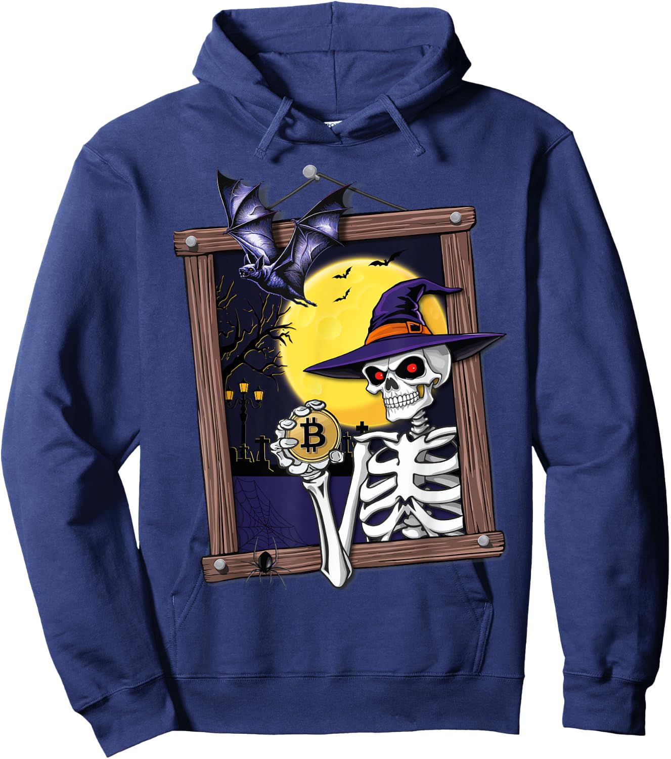 Funny Bitcoin Halloween Skeleton Spooky Crypto Hoodie - Hoodie | Navy