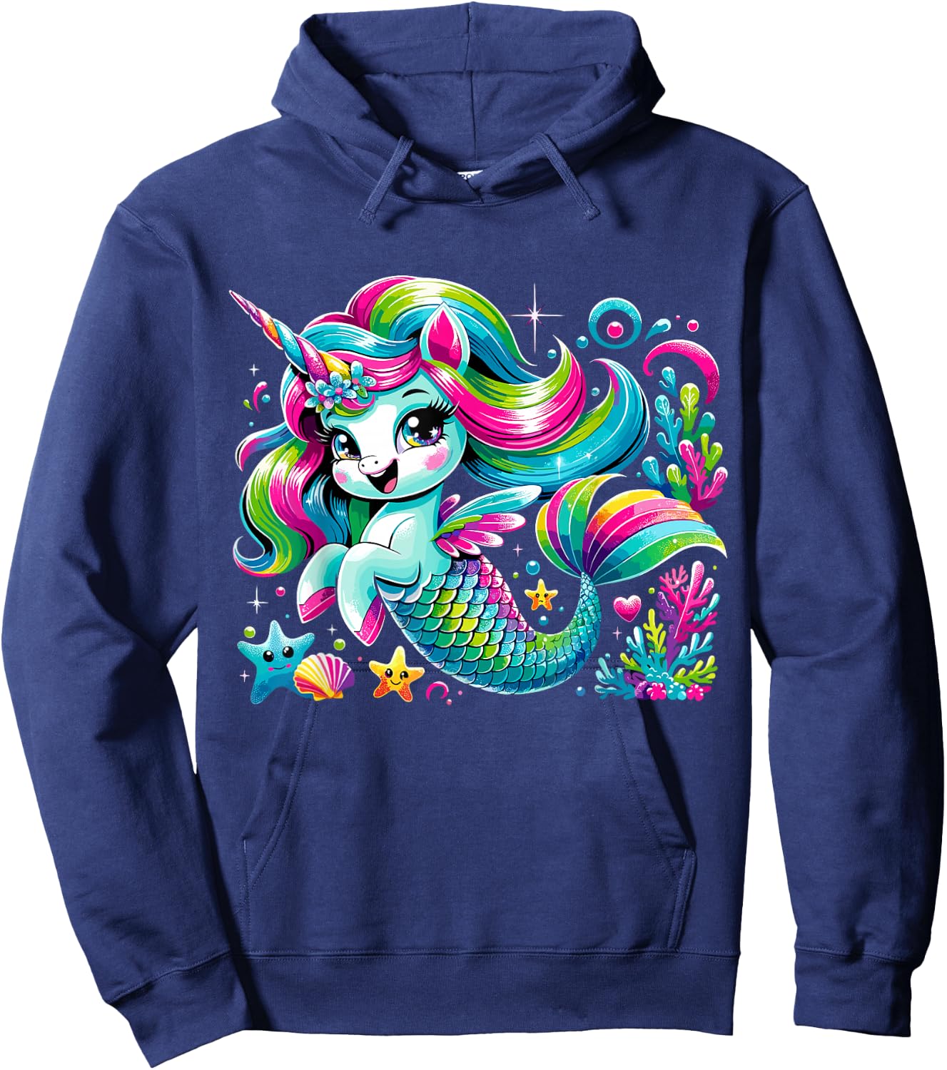 Cute Unicorn Mermaid Mermicorn Hoodie - Hoodie | Navy