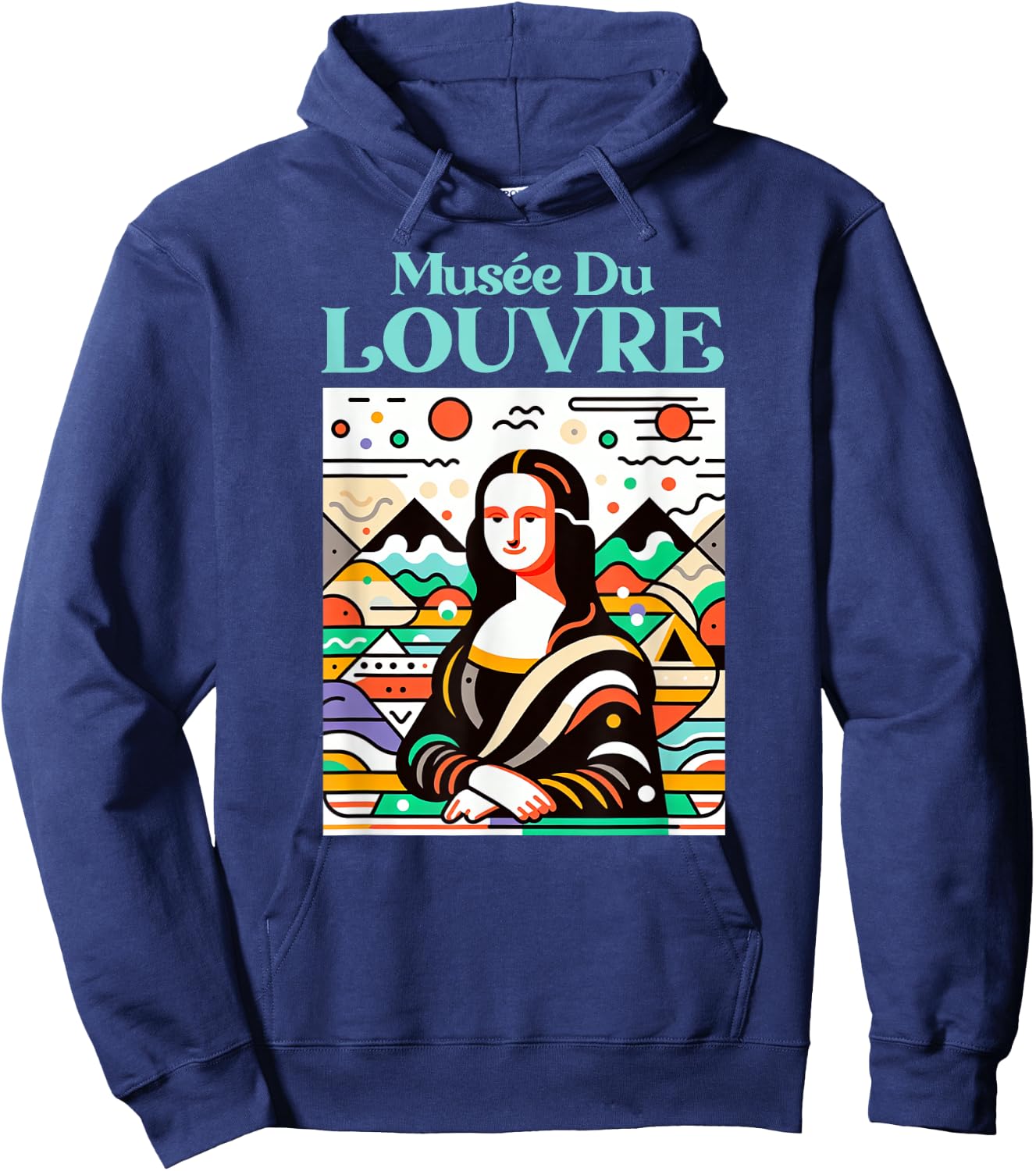 Louvre Museum Art Deco Mona Lisa , Black, S Hoodie - Hoodie | Navy