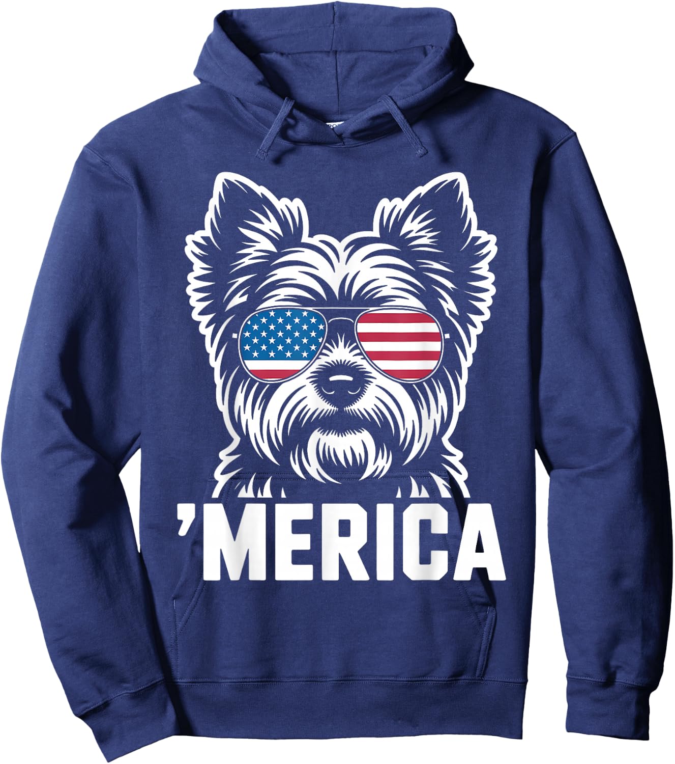 Patriotic USA American Flag 4th of July Yorkie Hoodie - Hoodie | Navy