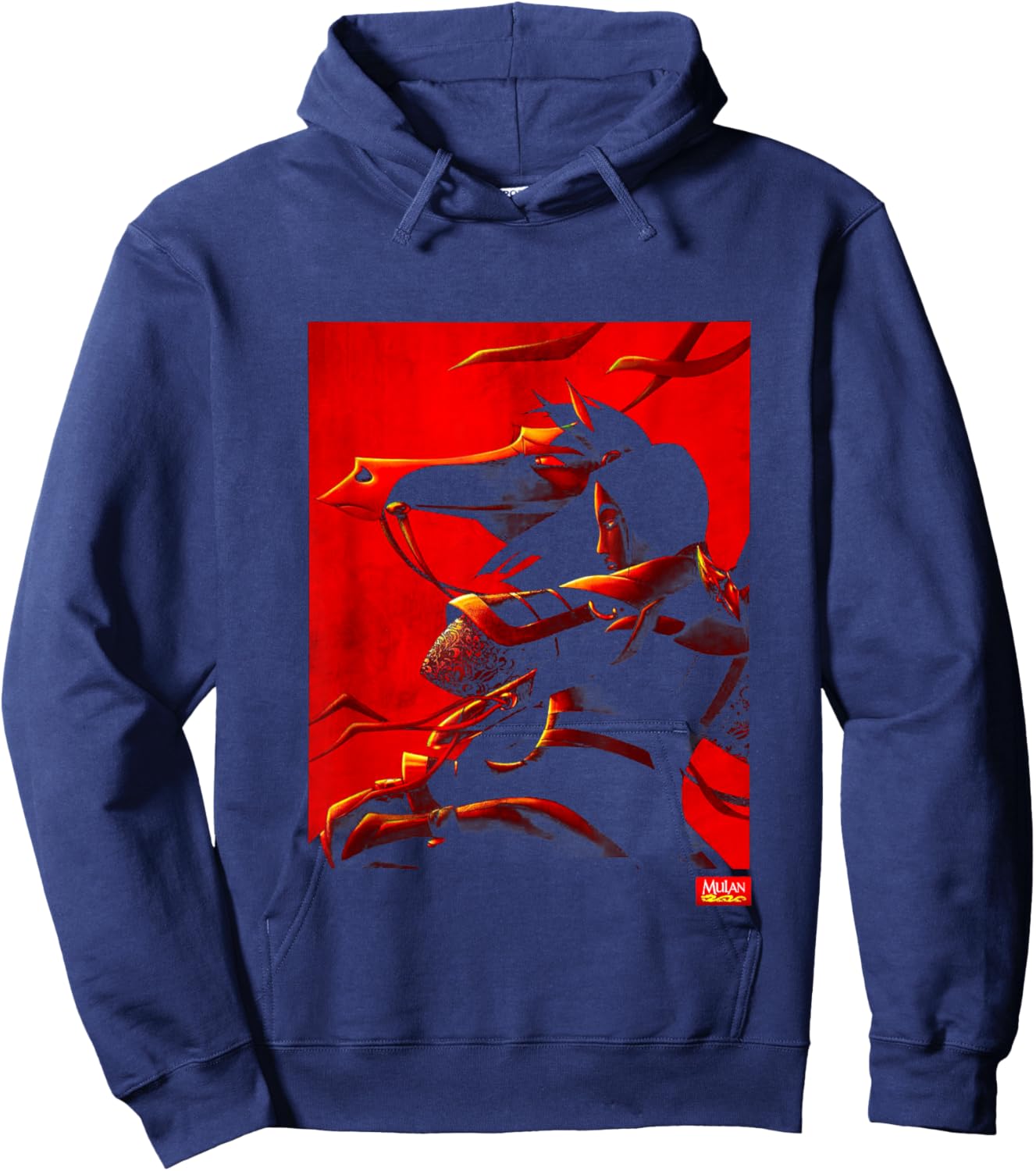 Disney Mulan and Khan Red Poster Graphic Hoodie - Hoodie | Navy