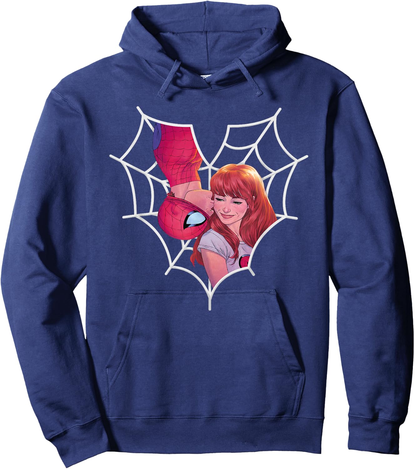 Marvel Spider-Man and Mary Jane Kiss Heart Web Hoodie - Hoodie | Navy