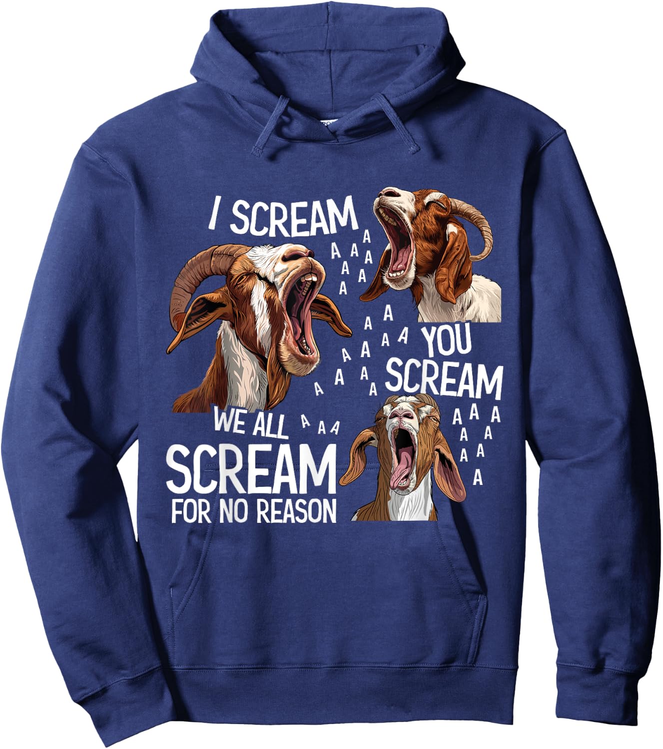 Boer Goat Accessories & Boer Goat Clothing Boer Goat Black -Kids -Adults Classic Fit Short Sleeve Pull On Letter Print Animal-Themed Design Hoodie - Hoodie | Navy