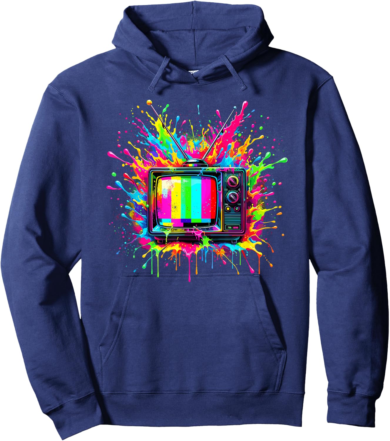 Splash Art Television Vintage TV Retro 70s 80s Hoodie - Hoodie | Navy