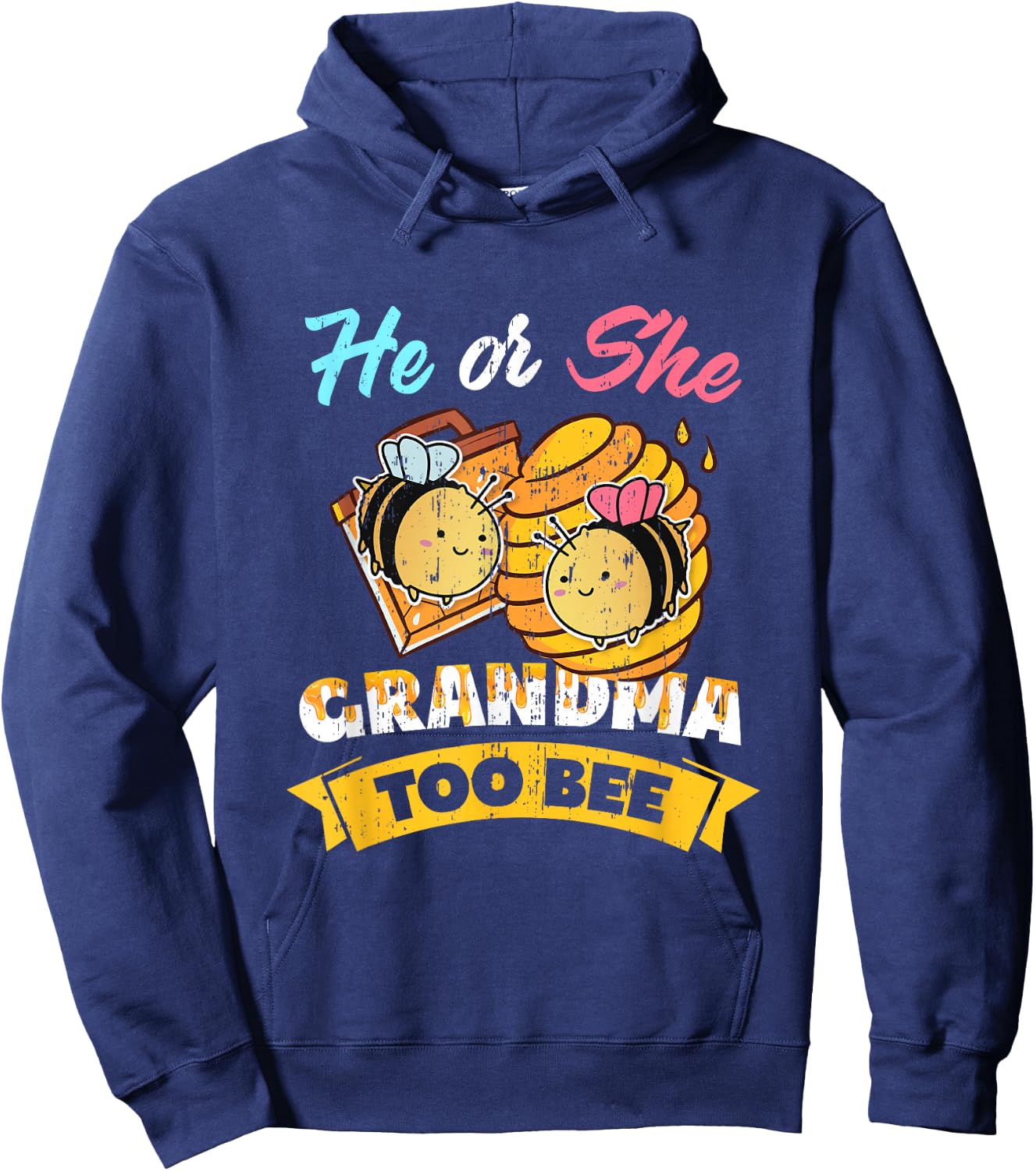 Gender Reveal Party He Or She Grandma To Bee Hoodie - Hoodie | Navy