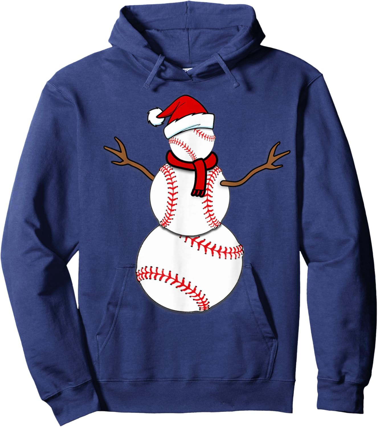 Funny Christmas Baseball Balls Santa Snowman Hoodie - Hoodie | Navy