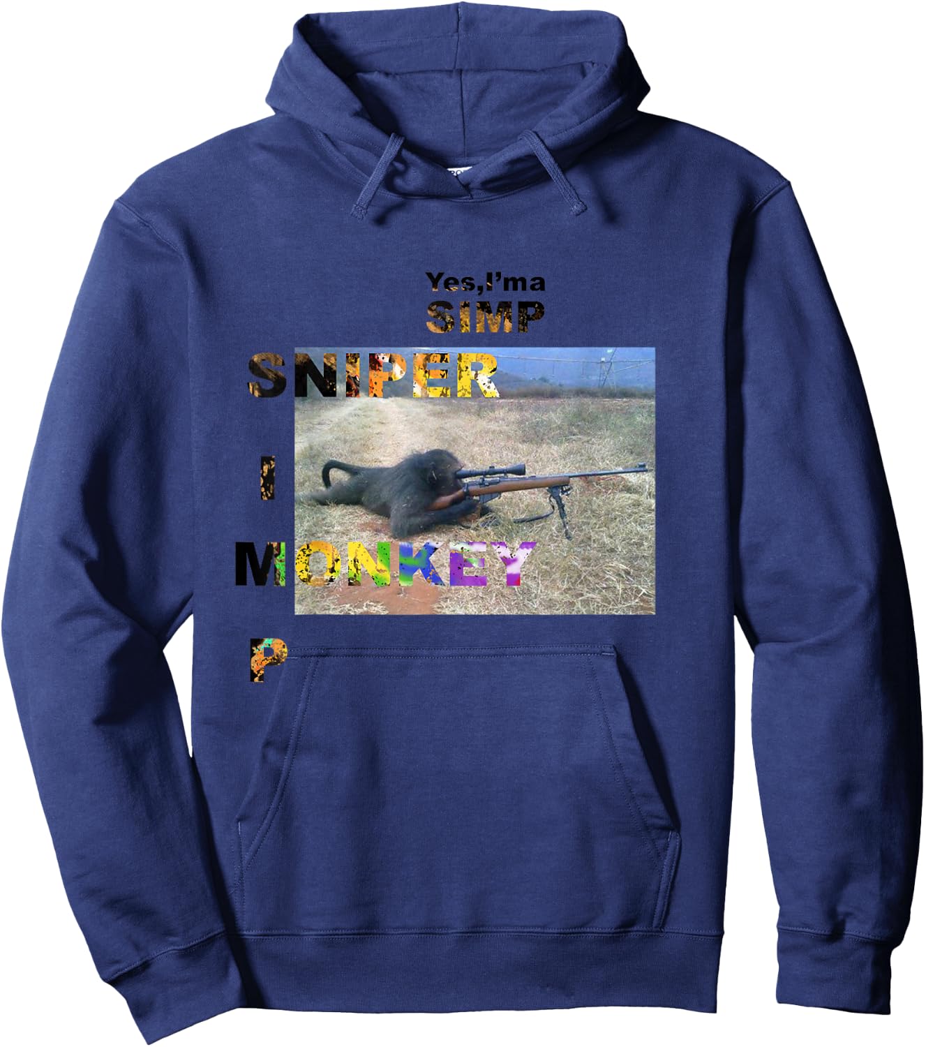 Yes I'm A Simp Sniper Monkey Meme Funny Humor Hoodie - Hoodie | Navy