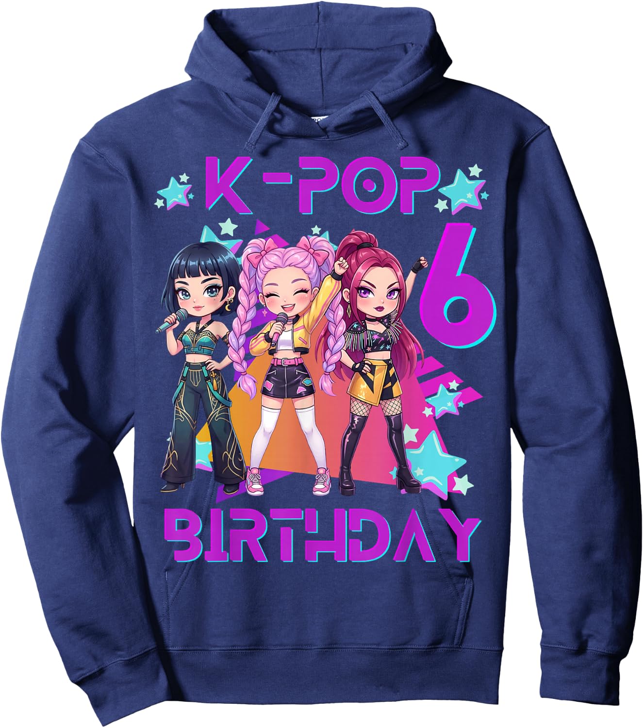 Lustiges Chibi Kpop Girl It's My 6th Birthday Hoodie - Hoodie | Navy