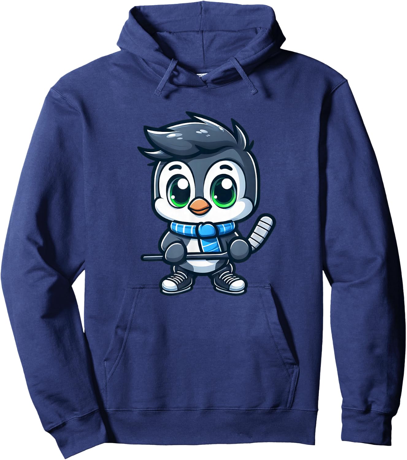 Cute Cartoon Penguin Hockey Player Ice Hockey Hoodie - Hoodie | Navy