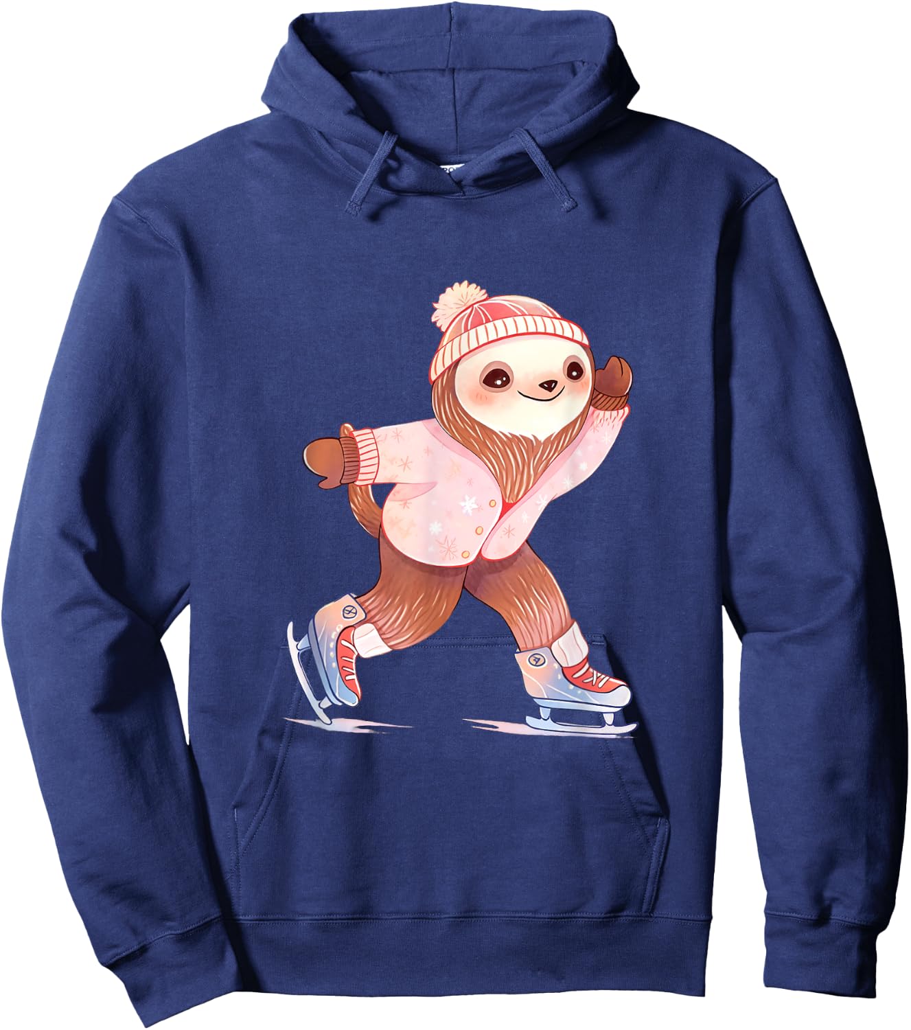 Sloth Ice Skating Figure Skater Ice Skates Hoodie - Hoodie | Navy