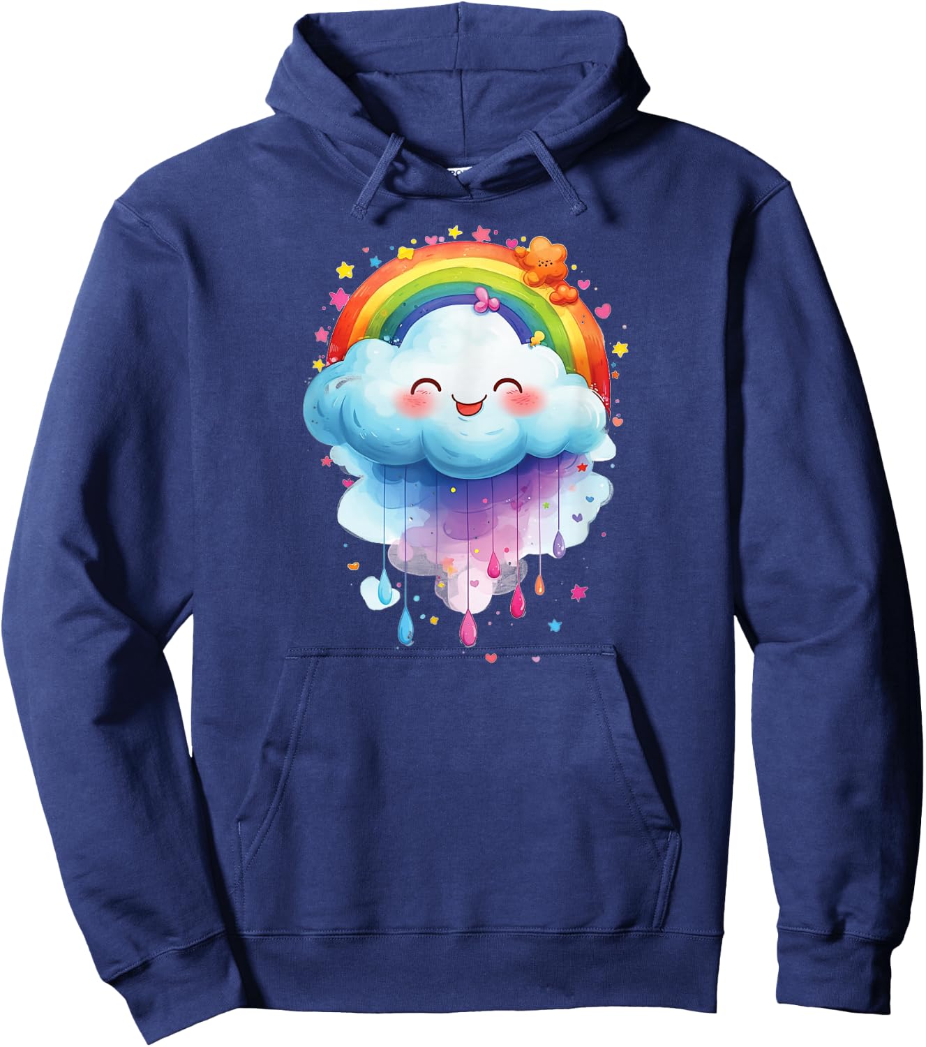 Colourful Proud Cloud with Rainbow , black Hoodie - Hoodie | Navy
