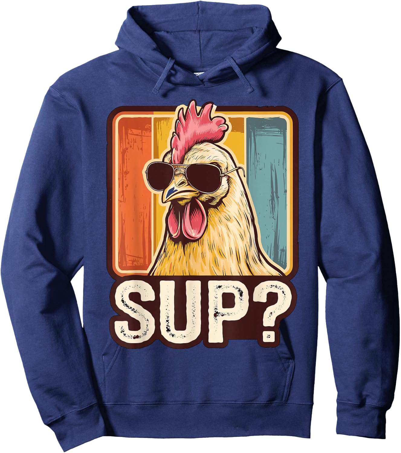Sup? Chicken with Sunglasses Chicken Farmer Hoodie - Hoodie | Navy